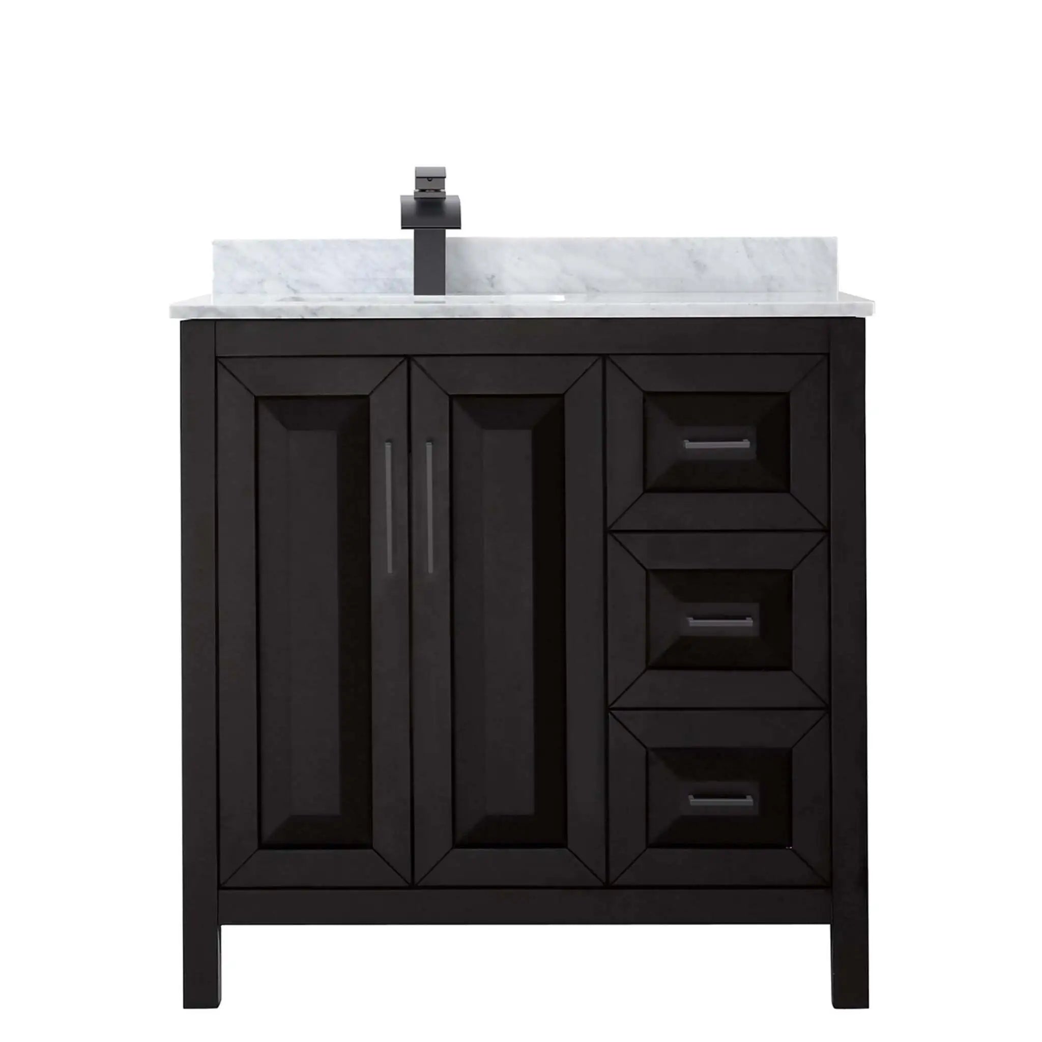 36" Daria Single Bathroom Vanity in Dark Espresso with Matte Black Trim by Wyndham