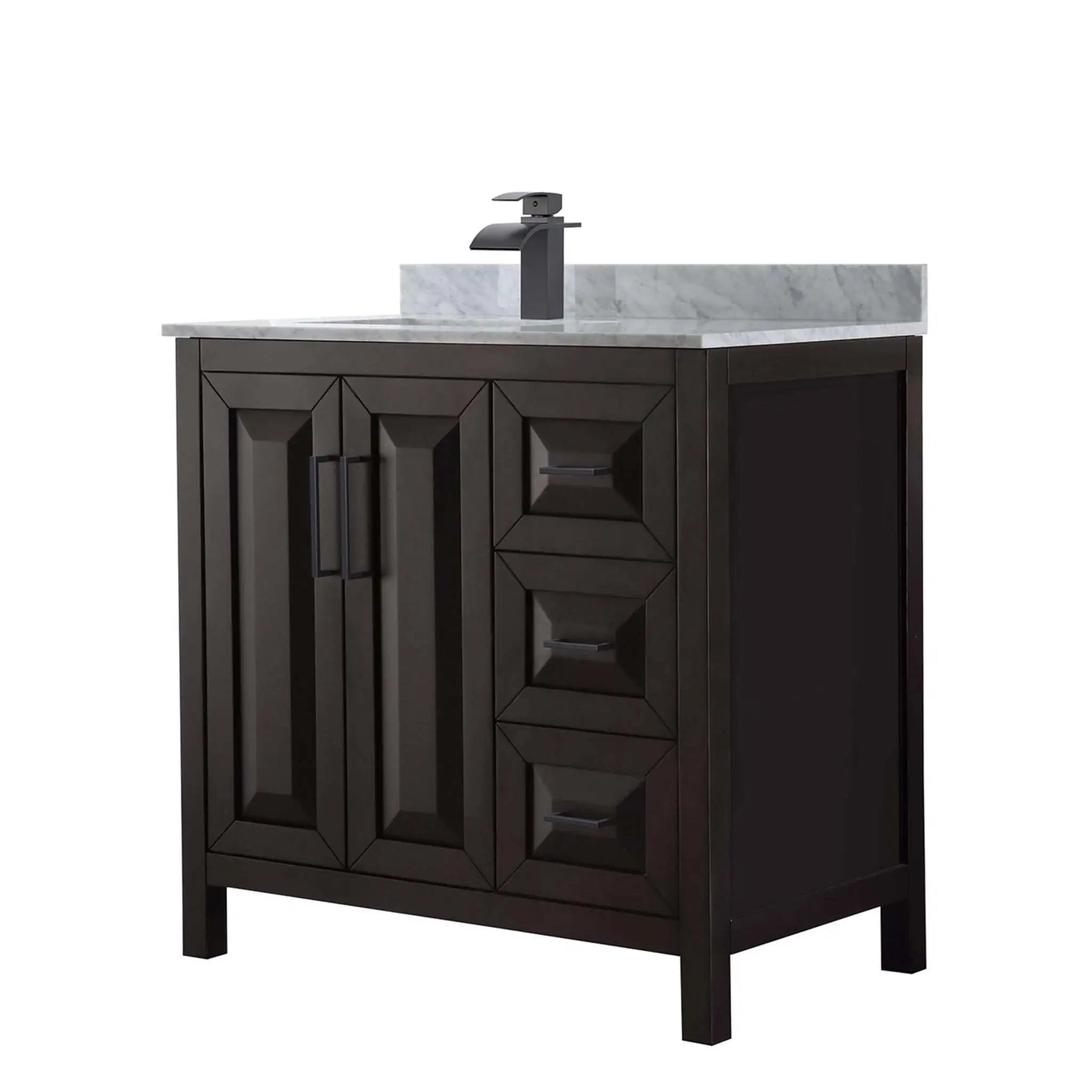 36" Daria Single Bathroom Vanity in Dark Espresso with Matte Black Trim by Wyndham