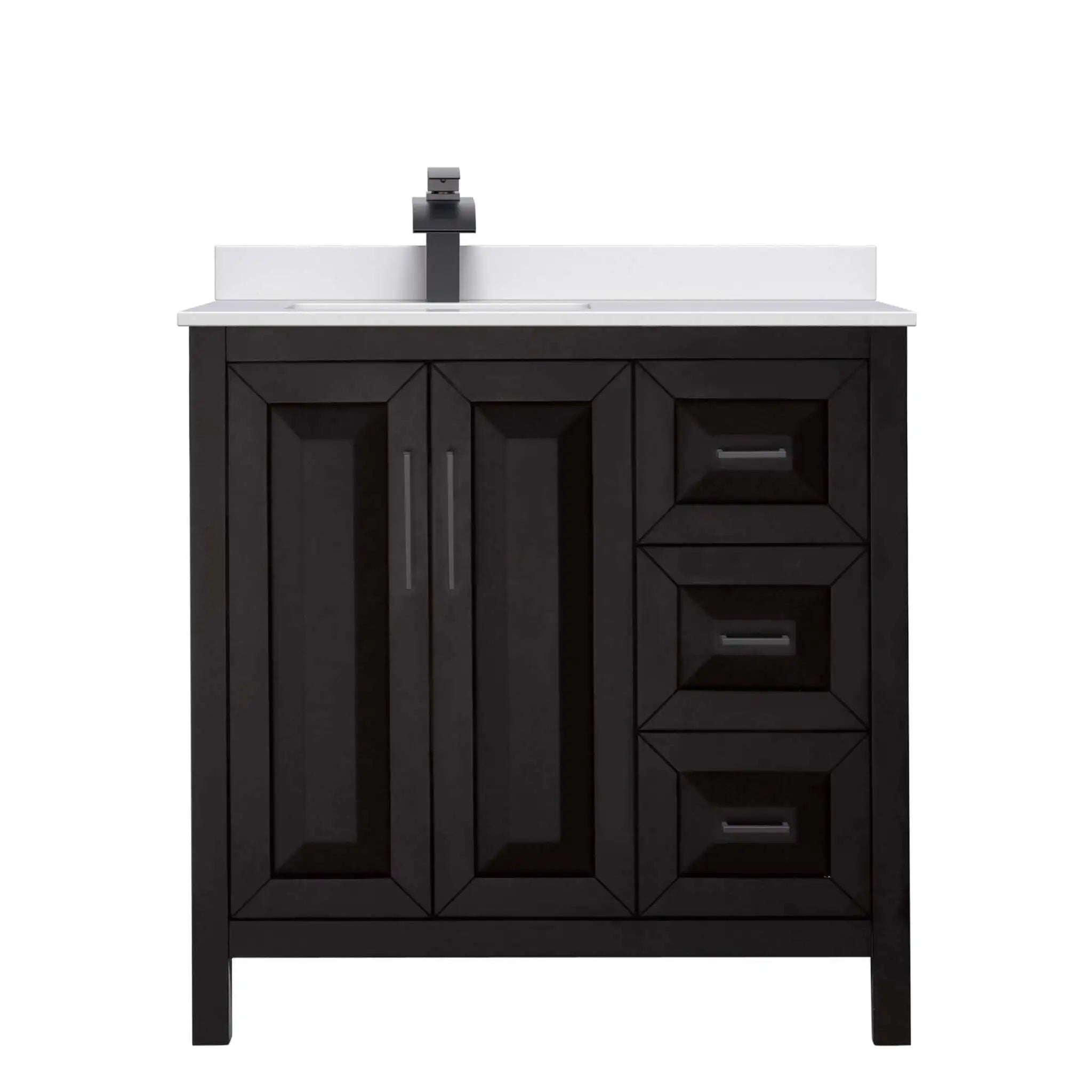 36" Daria Single Bathroom Vanity in Dark Espresso with Matte Black Trim by Wyndham