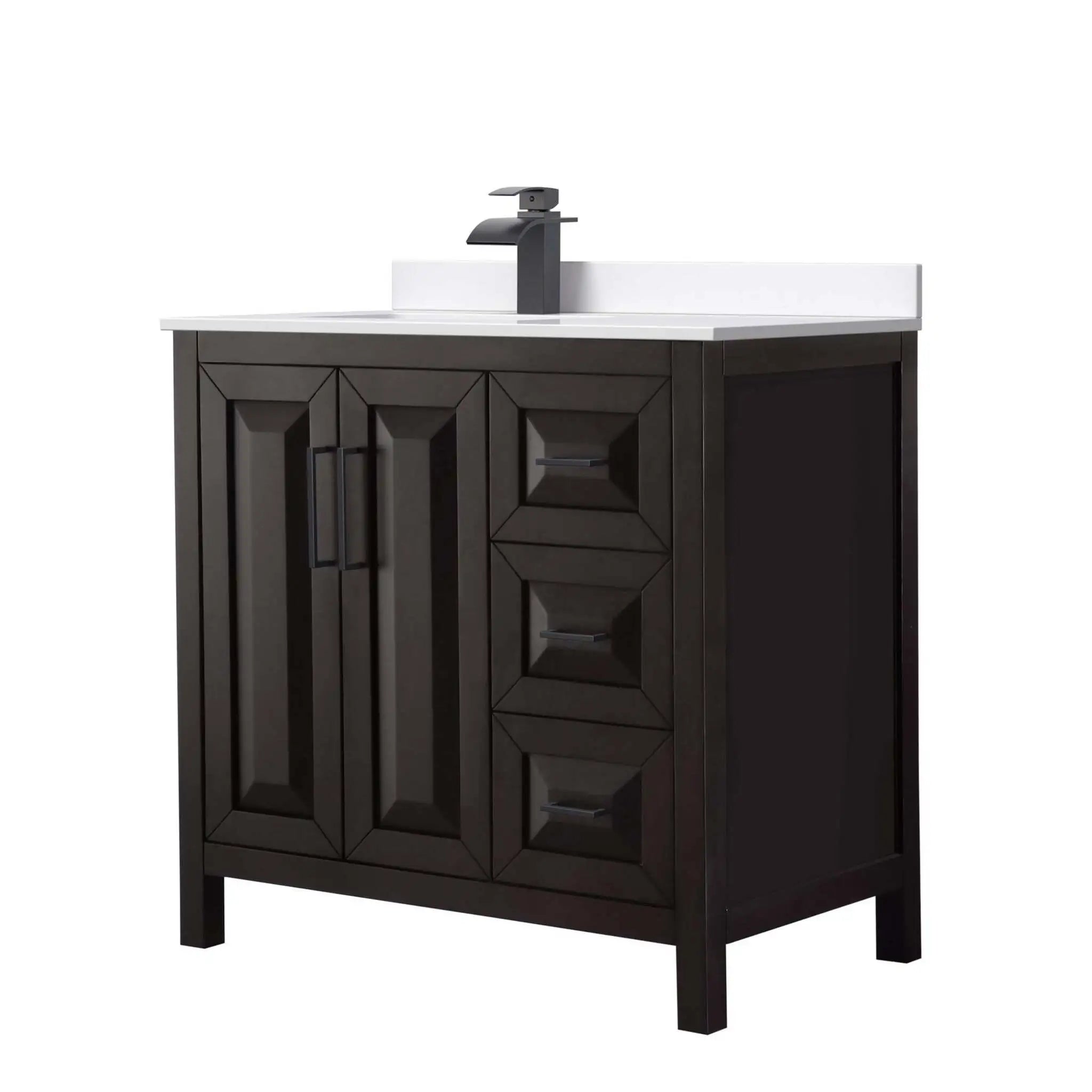 36" Daria Single Bathroom Vanity in Dark Espresso with Matte Black Trim by Wyndham