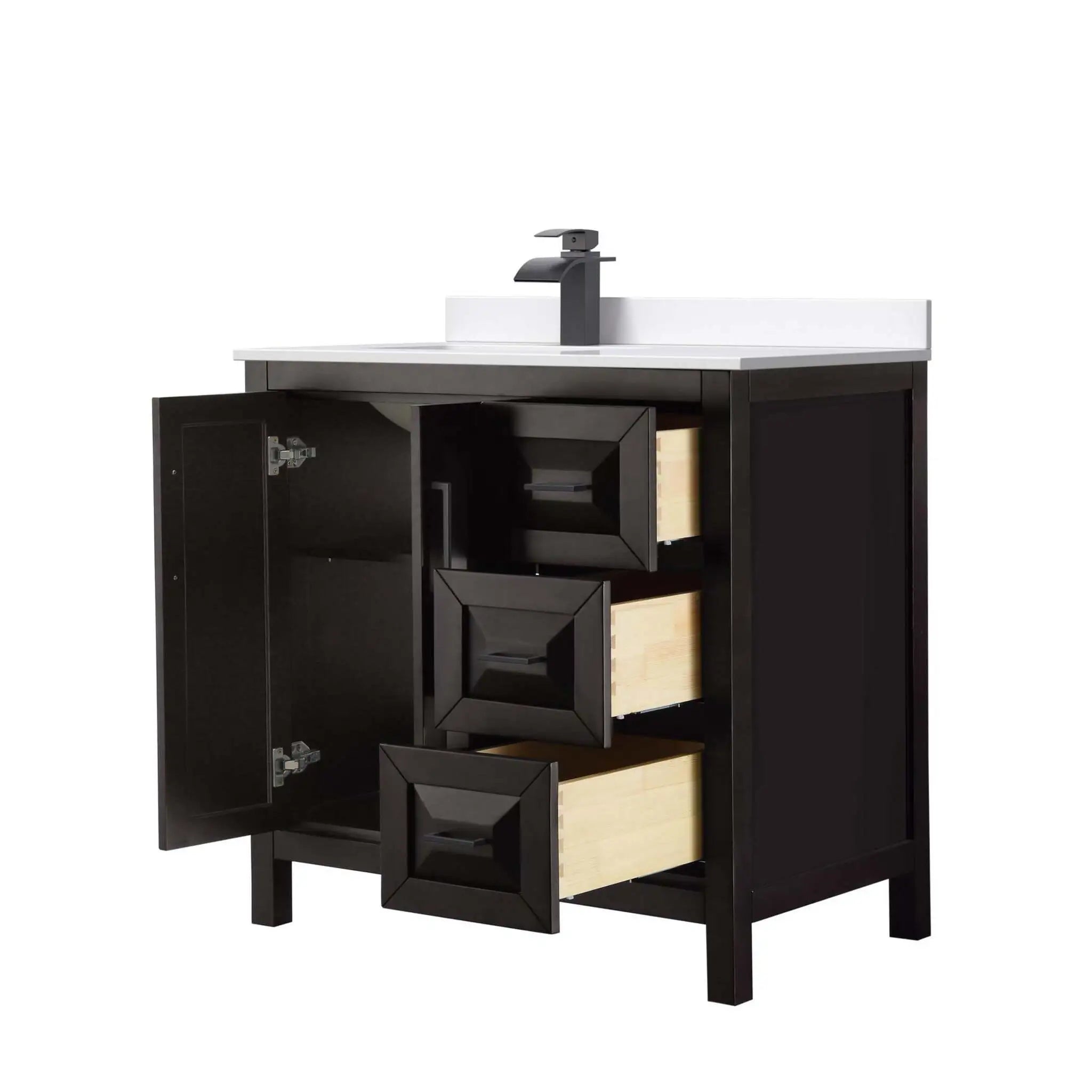 36" Daria Single Bathroom Vanity in Dark Espresso with Matte Black Trim by Wyndham