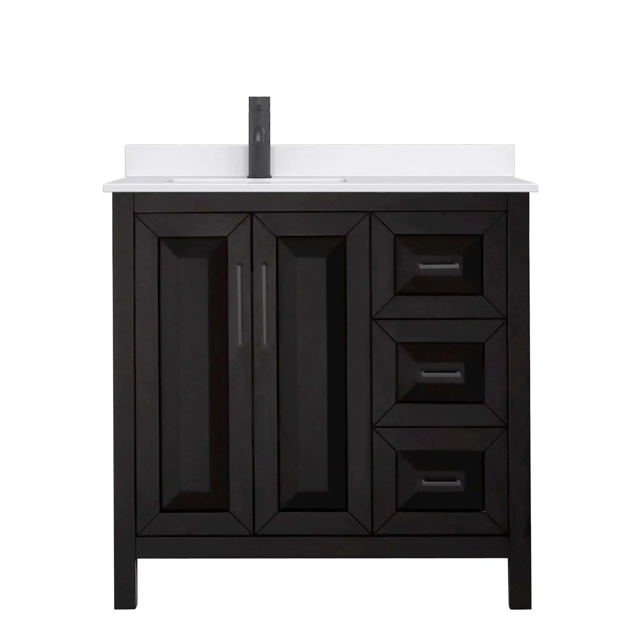 36" Daria Single Bathroom Vanity in Dark Espresso with Matte Black Trim by Wyndham