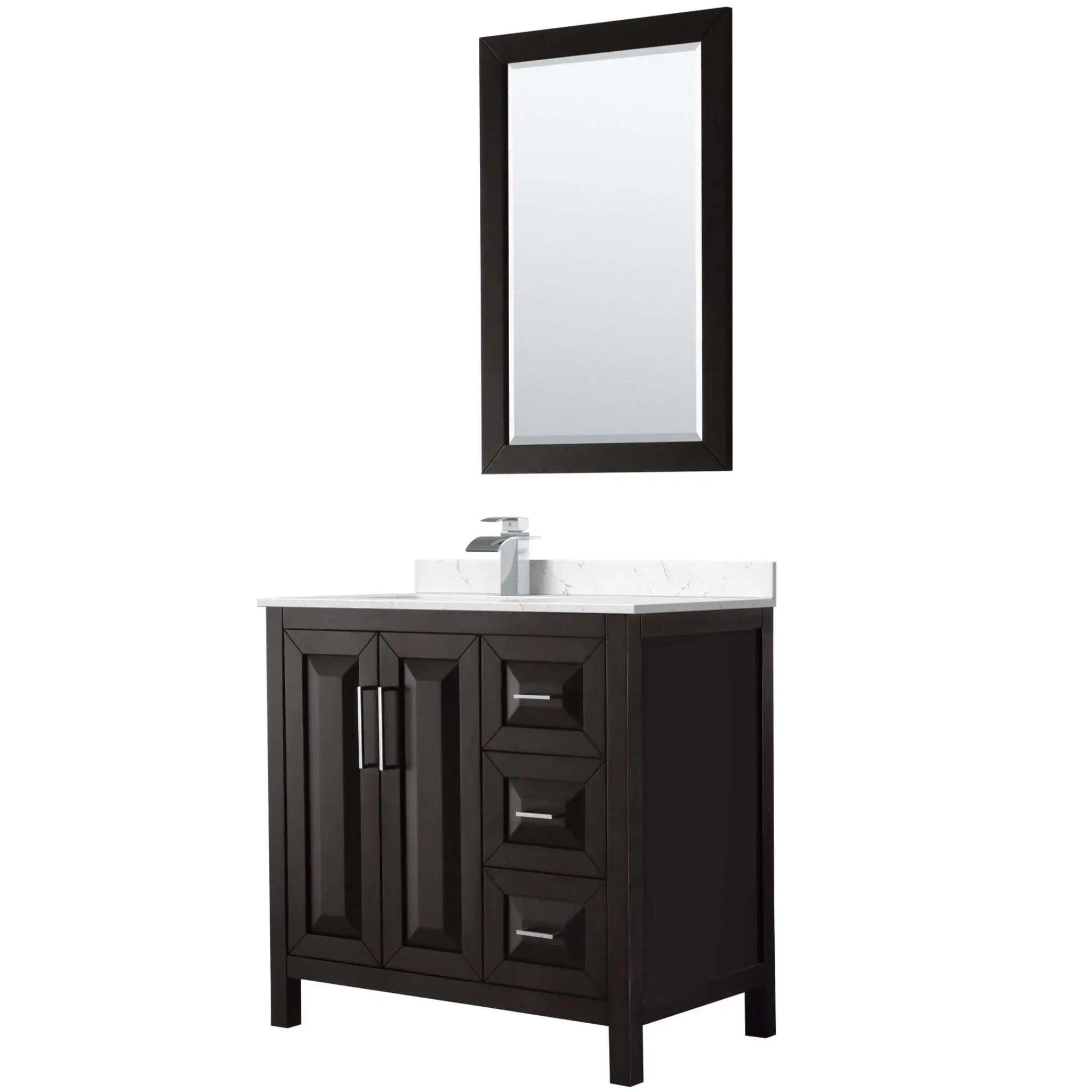 36" Daria Single Bathroom Vanity in Dark Espresso with Polished Chrome Trim & 24" Mirror by Wyndham