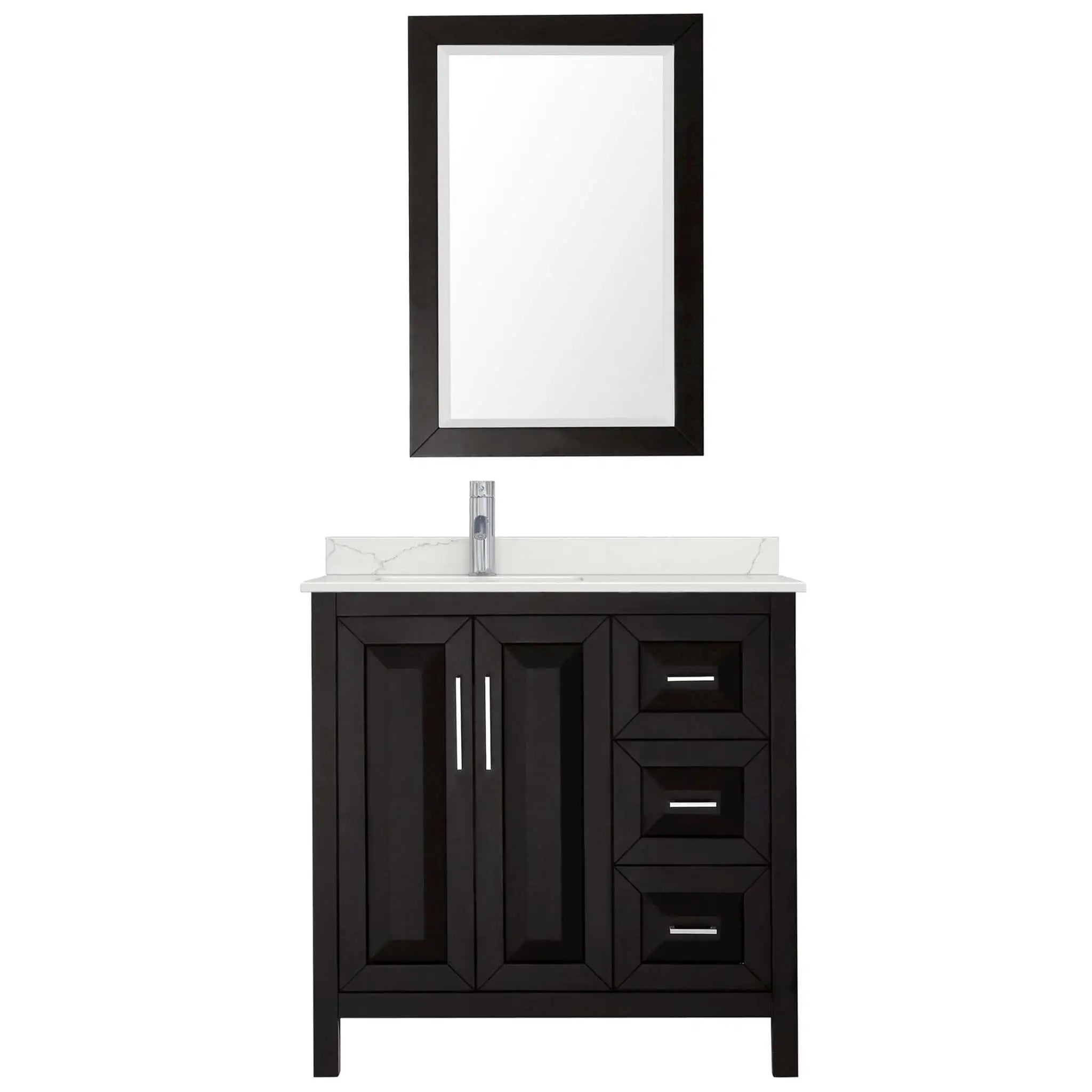 36" Daria Single Bathroom Vanity in Dark Espresso with Polished Chrome Trim & 24" Mirror by Wyndham