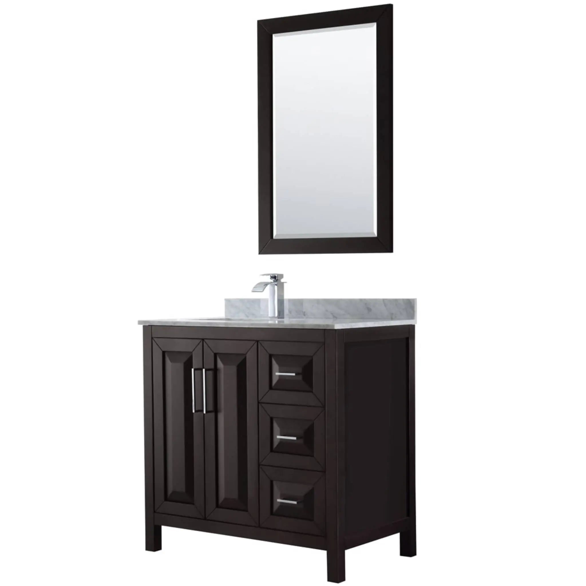 36" Daria Single Bathroom Vanity in Dark Espresso with Polished Chrome Trim & 24" Mirror by Wyndham