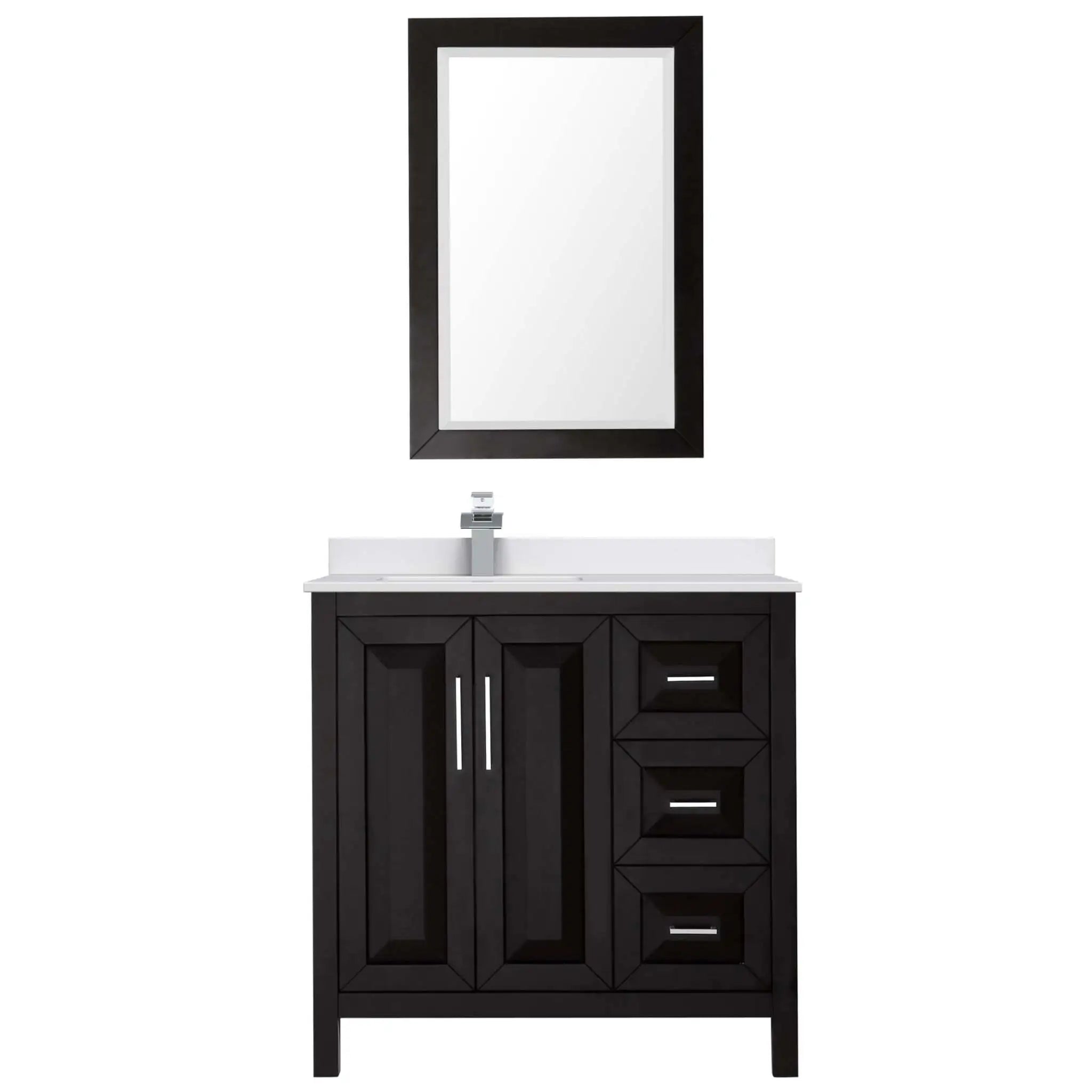 36" Daria Single Bathroom Vanity in Dark Espresso with Polished Chrome Trim & 24" Mirror by Wyndham