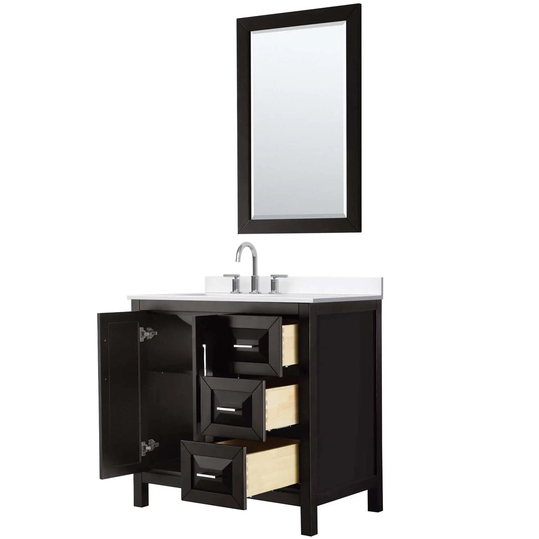 36" Daria Single Bathroom Vanity in Dark Espresso with Polished Chrome Trim & 24" Mirror by Wyndham
