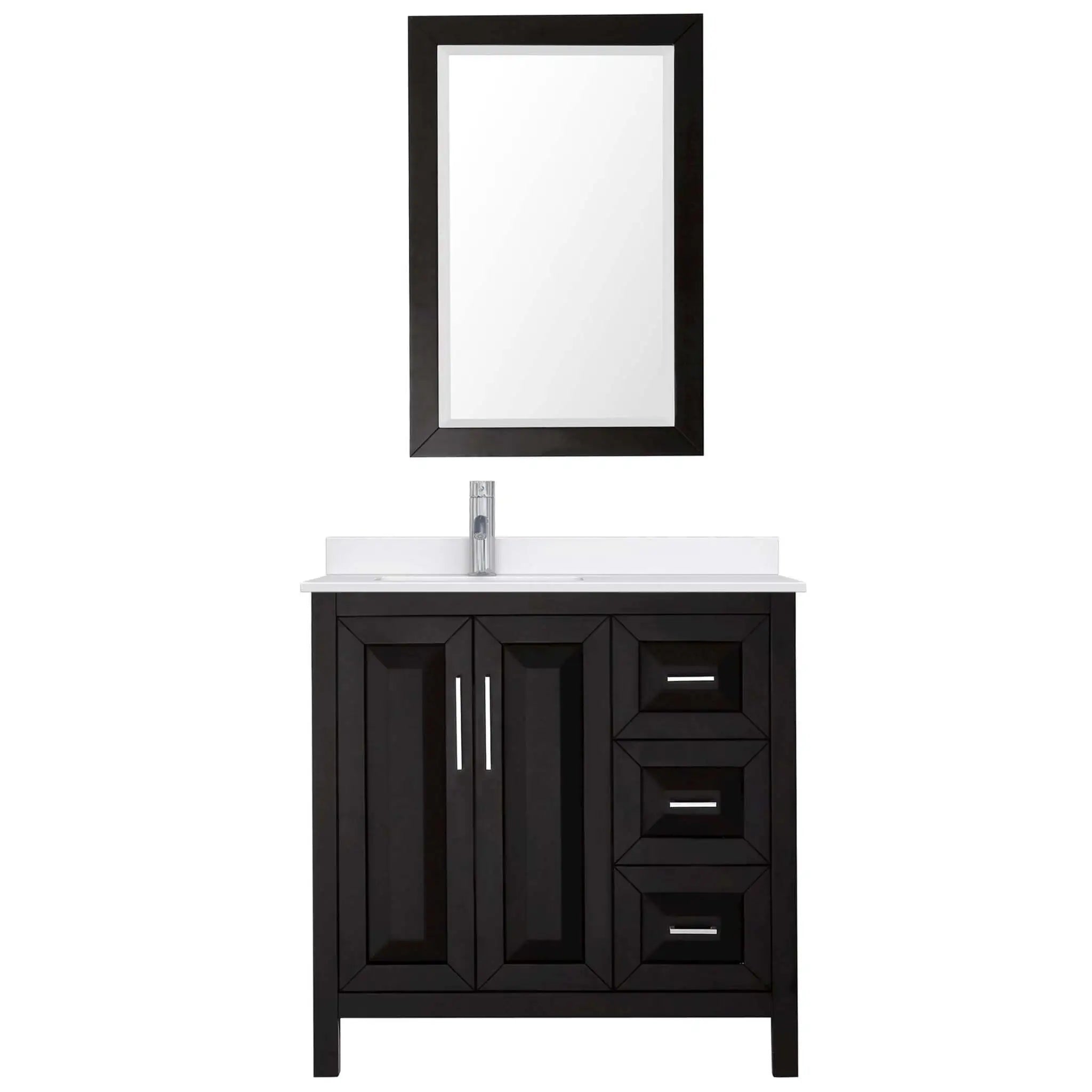 36" Daria Single Bathroom Vanity in Dark Espresso with Polished Chrome Trim & 24" Mirror by Wyndham