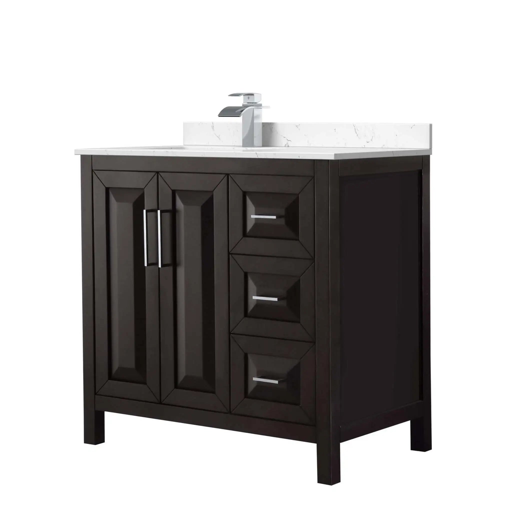 36" Daria Single Bathroom Vanity in Dark Espresso with Polished Chrome Trim by Wyndham