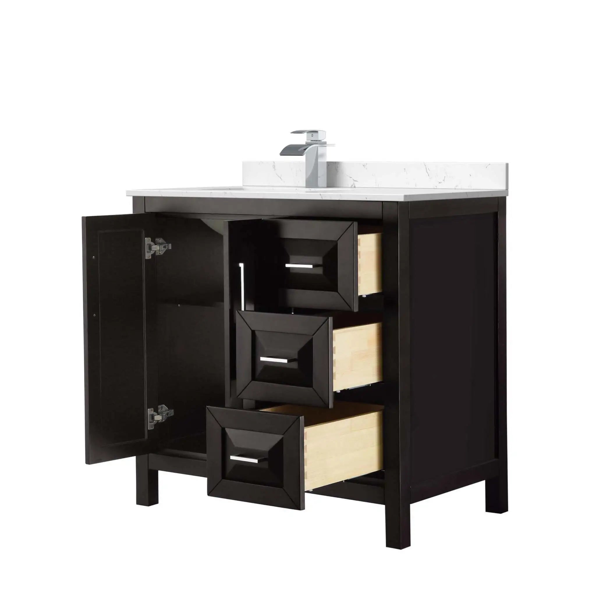 36" Daria Single Bathroom Vanity in Dark Espresso with Polished Chrome Trim by Wyndham