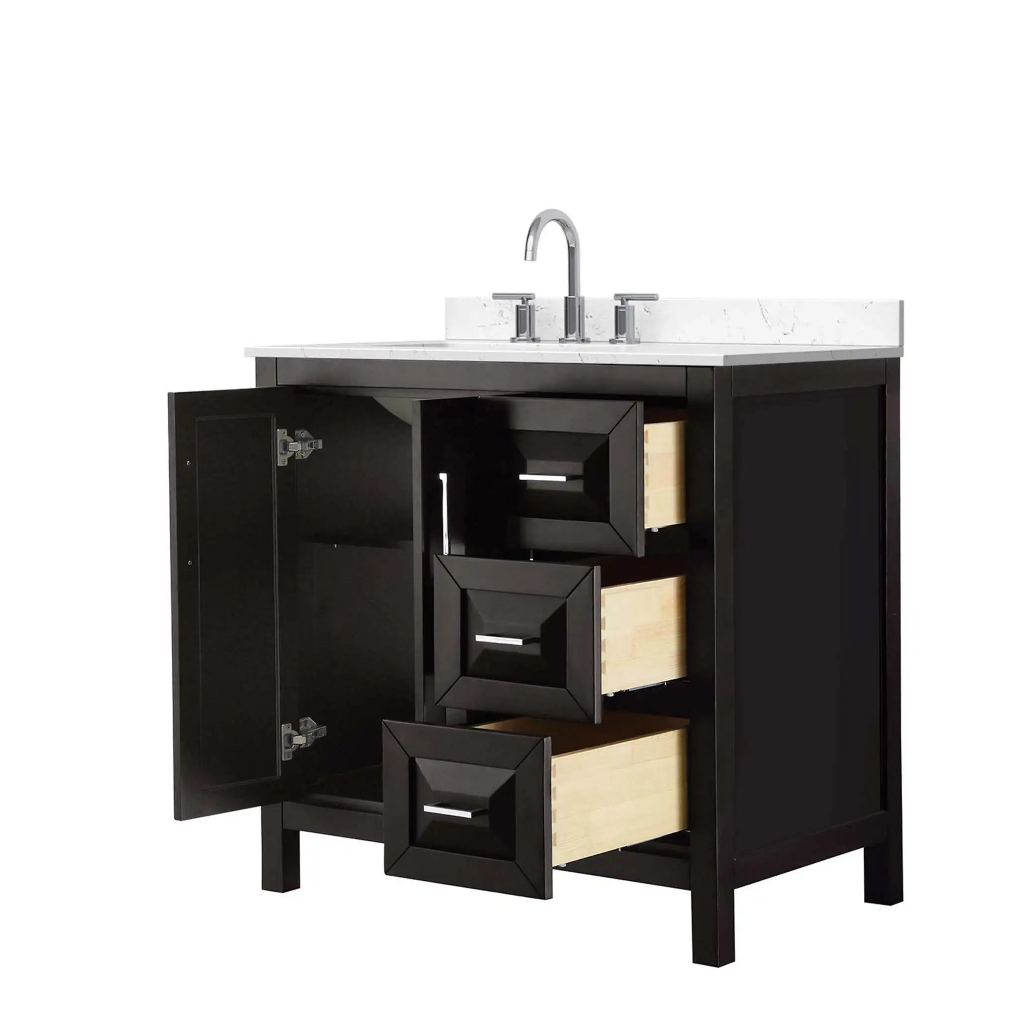 36" Daria Single Bathroom Vanity in Dark Espresso with Polished Chrome Trim by Wyndham