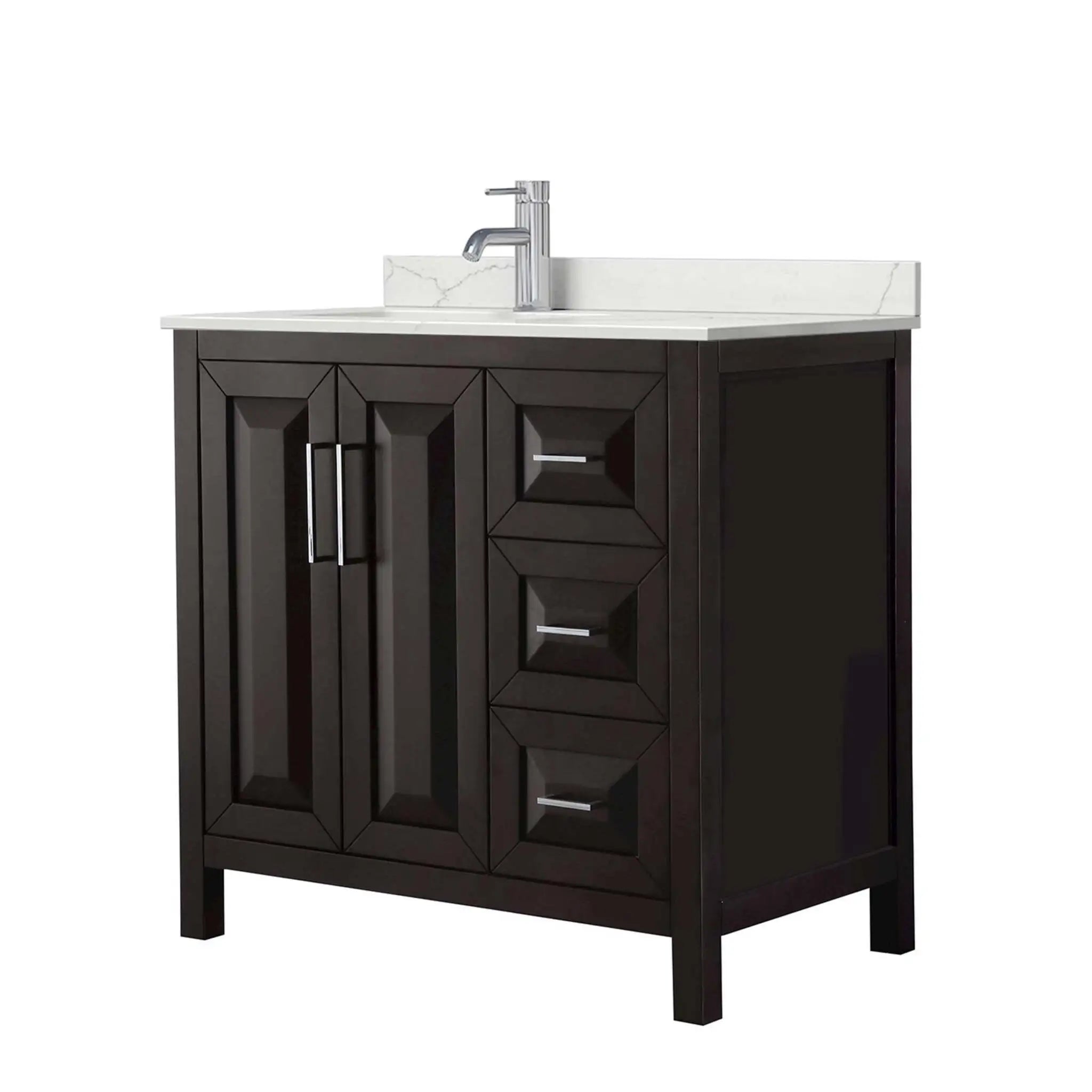 36" Daria Single Bathroom Vanity in Dark Espresso with Polished Chrome Trim by Wyndham