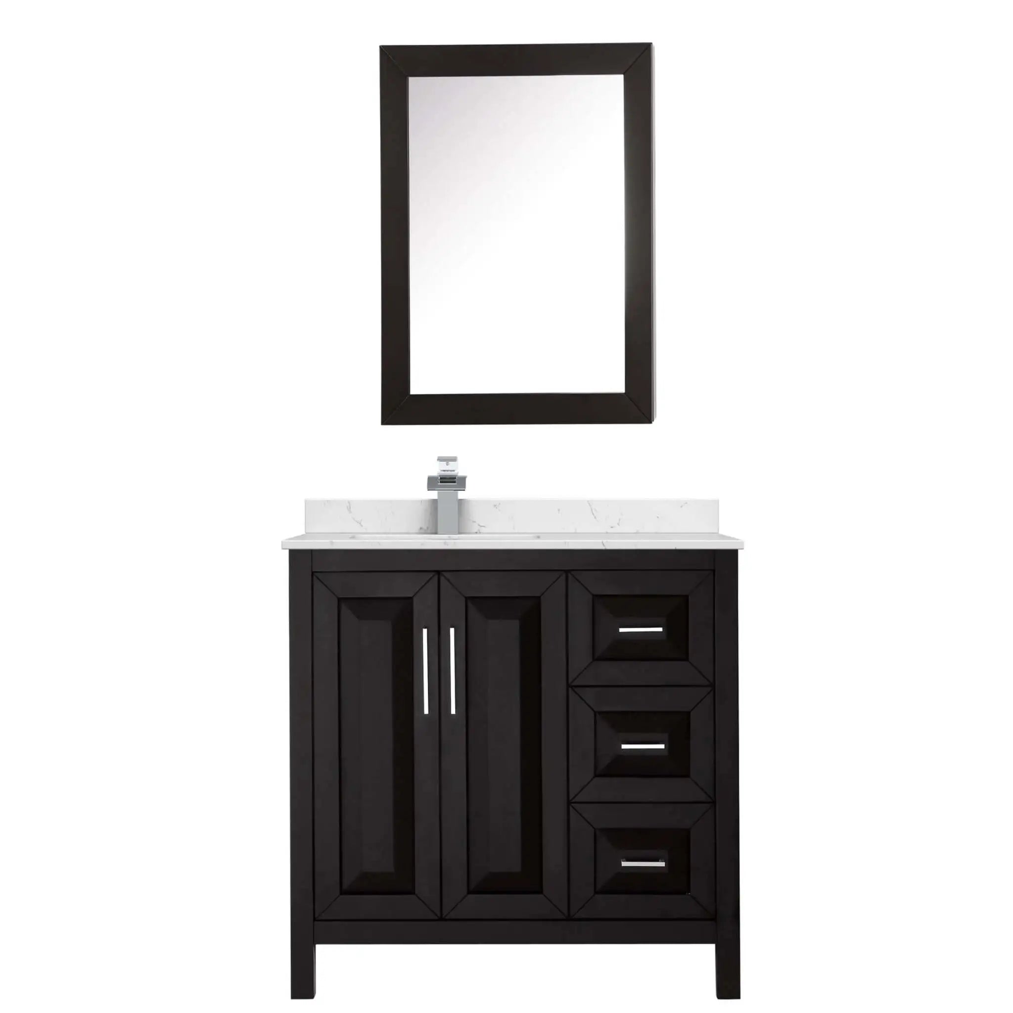 36" Daria Single Bathroom Vanity in Dark Espresso with Polished Chrome Trim & Medicine Cabinet by Wyndham