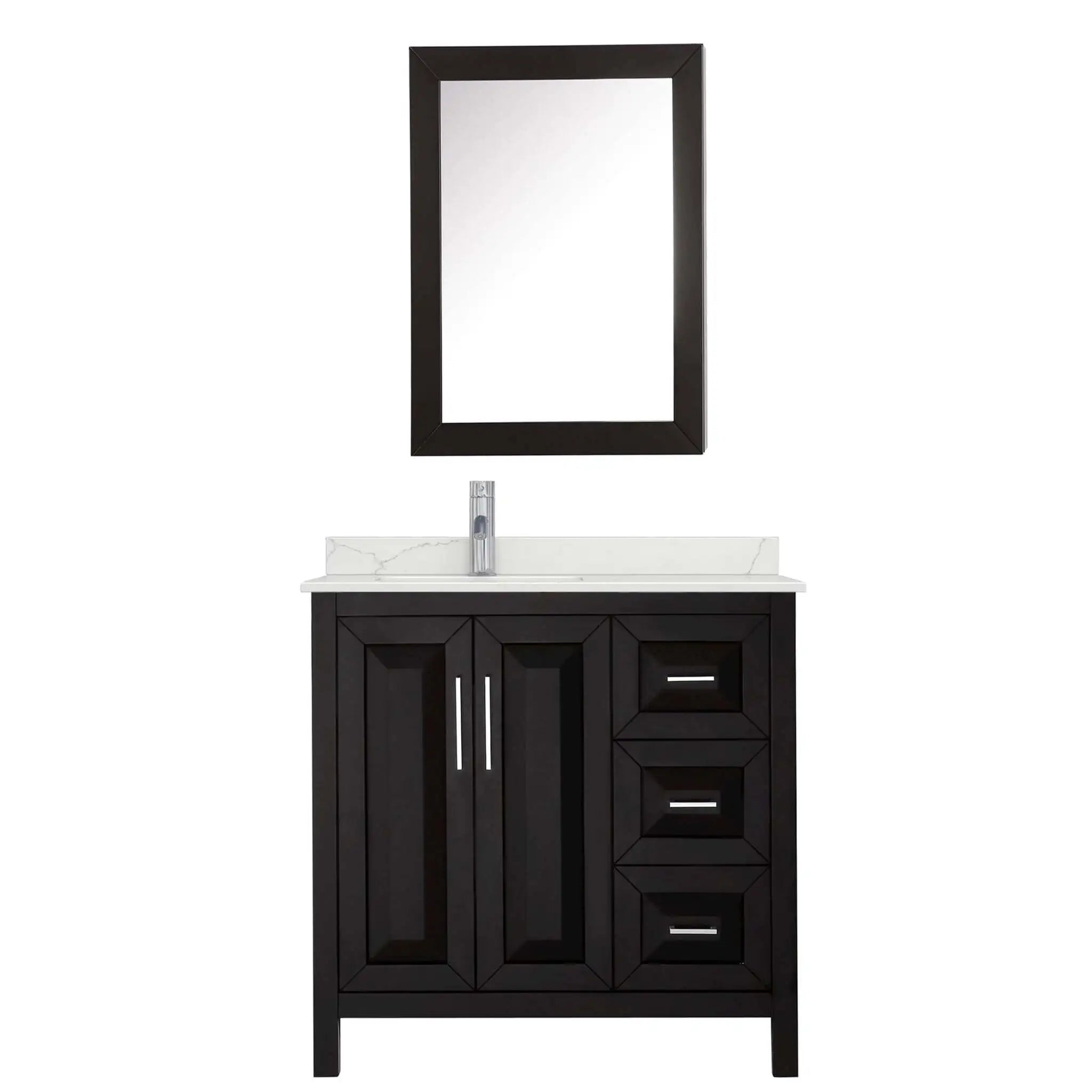 36" Daria Single Bathroom Vanity in Dark Espresso with Polished Chrome Trim & Medicine Cabinet by Wyndham