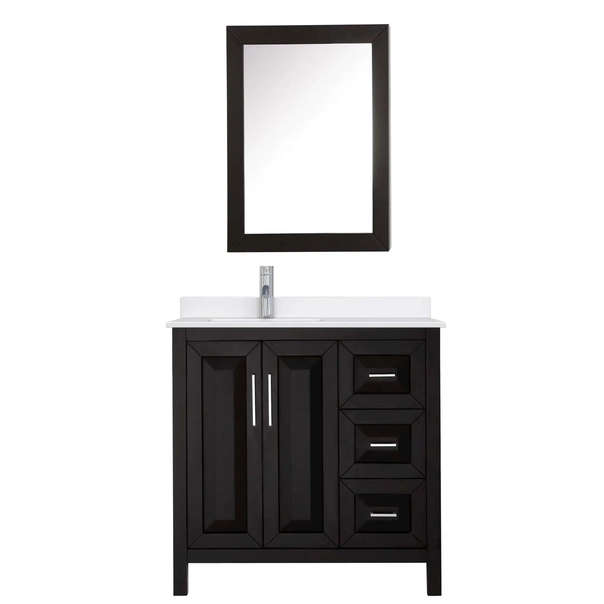 36" Daria Single Bathroom Vanity in Dark Espresso with Polished Chrome Trim & Medicine Cabinet by Wyndham