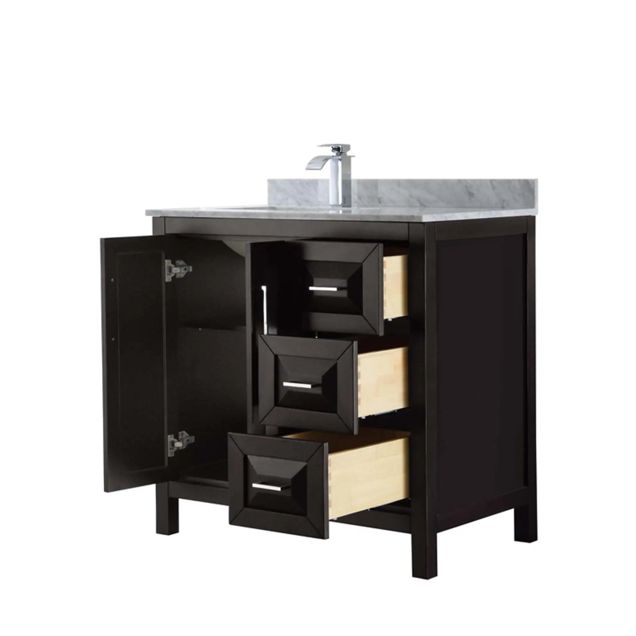 36" Daria Single Bathroom Vanity in Dark Espresso with Polished Chrome Trim by Wyndham