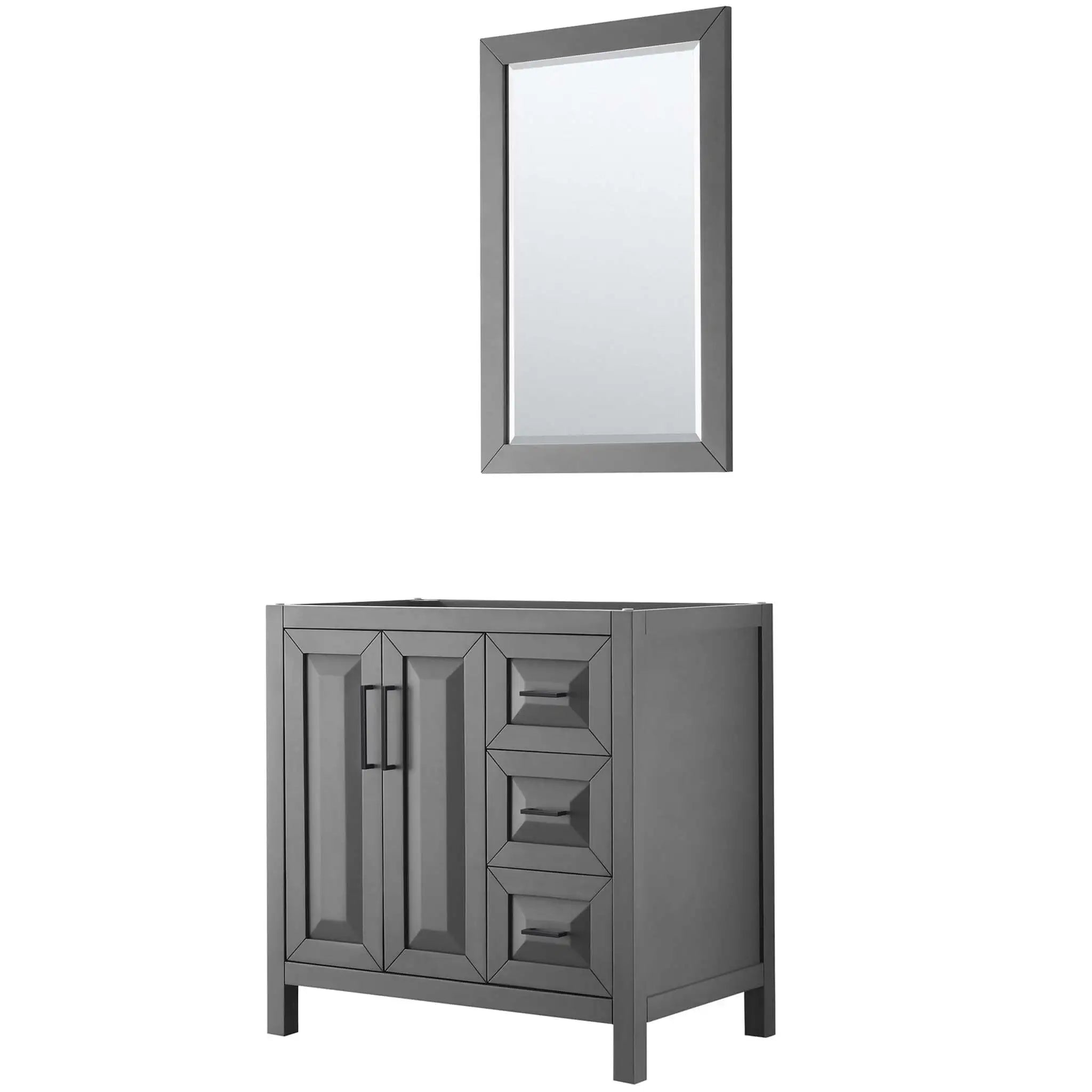 36" Daria Single Bathroom Vanity in Dark Gray with Matte Black Trim & 24" Mirror by Wyndham