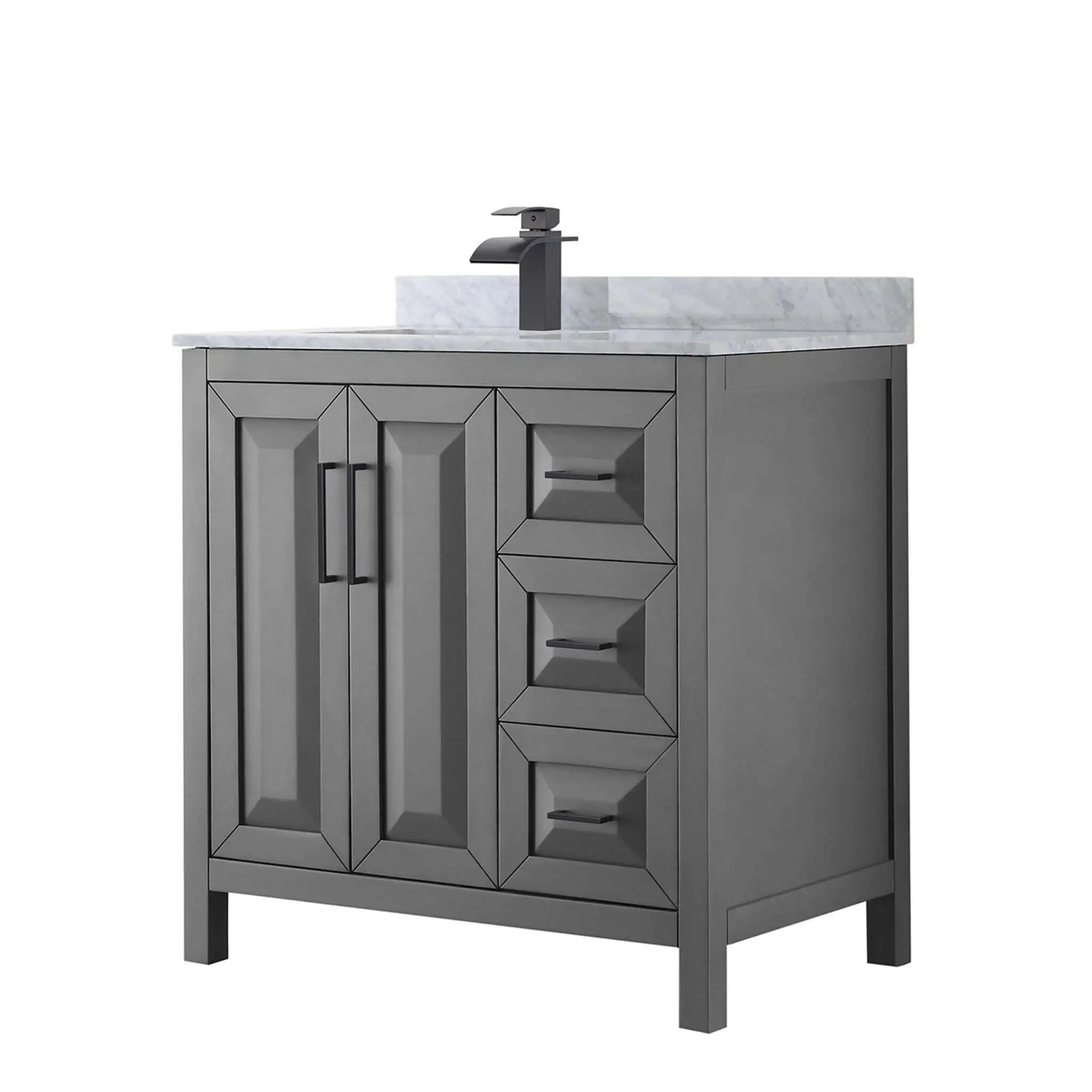 36" Daria Single Bathroom Vanity in Dark Gray with Matte Black Trim by Wyndham