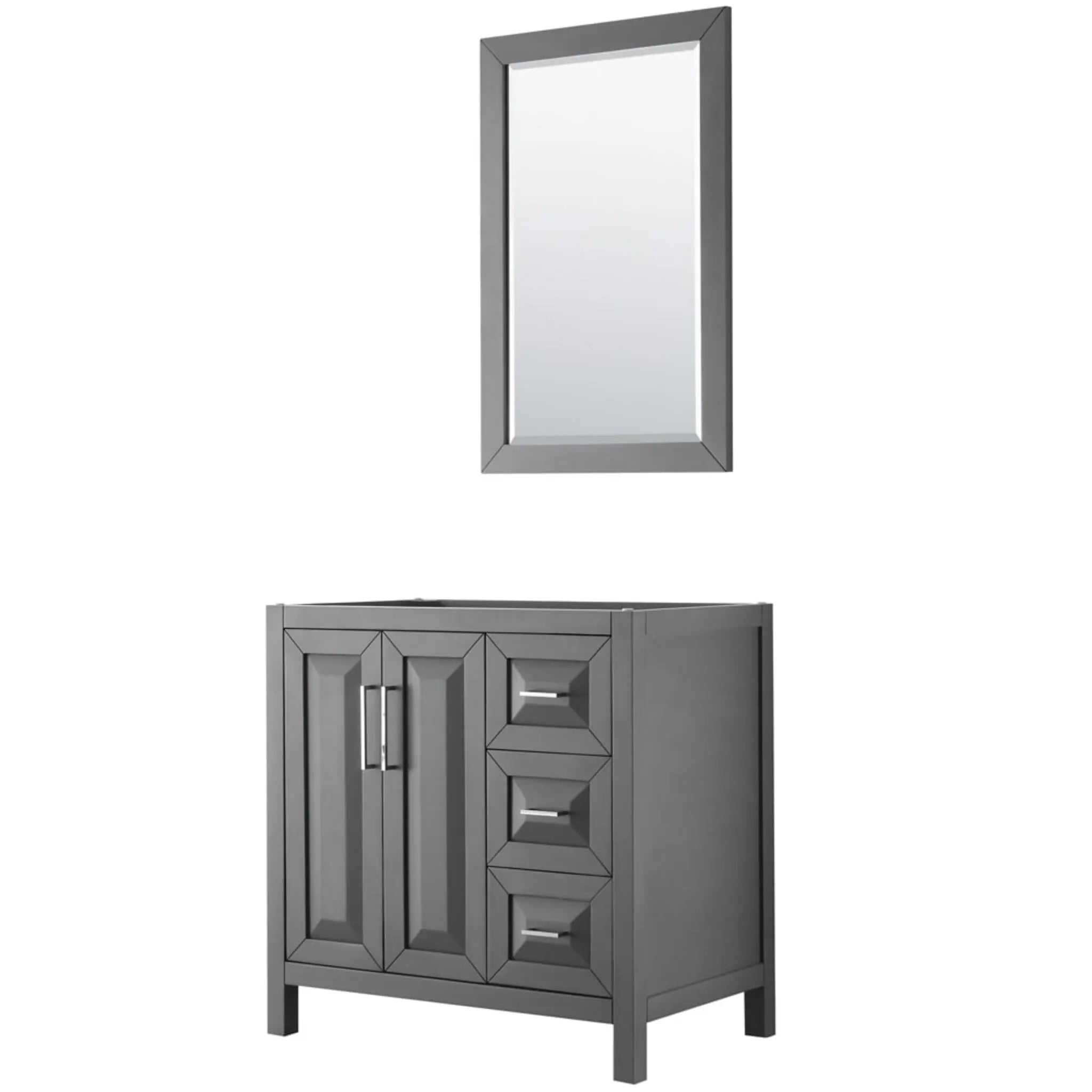 36" Daria Single Bathroom Vanity in Dark Gray with Polished Chrome Trim & 24" Mirror by Wyndham