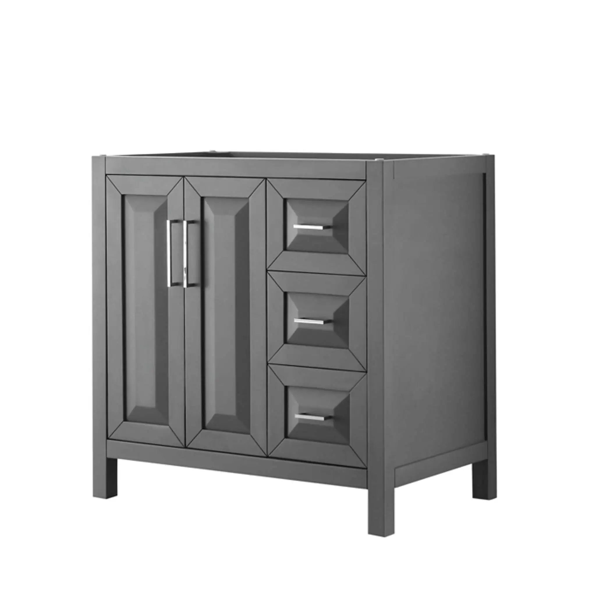 36" Daria Single Bathroom Vanity in Dark Gray with Polished Chrome Trim by Wyndham