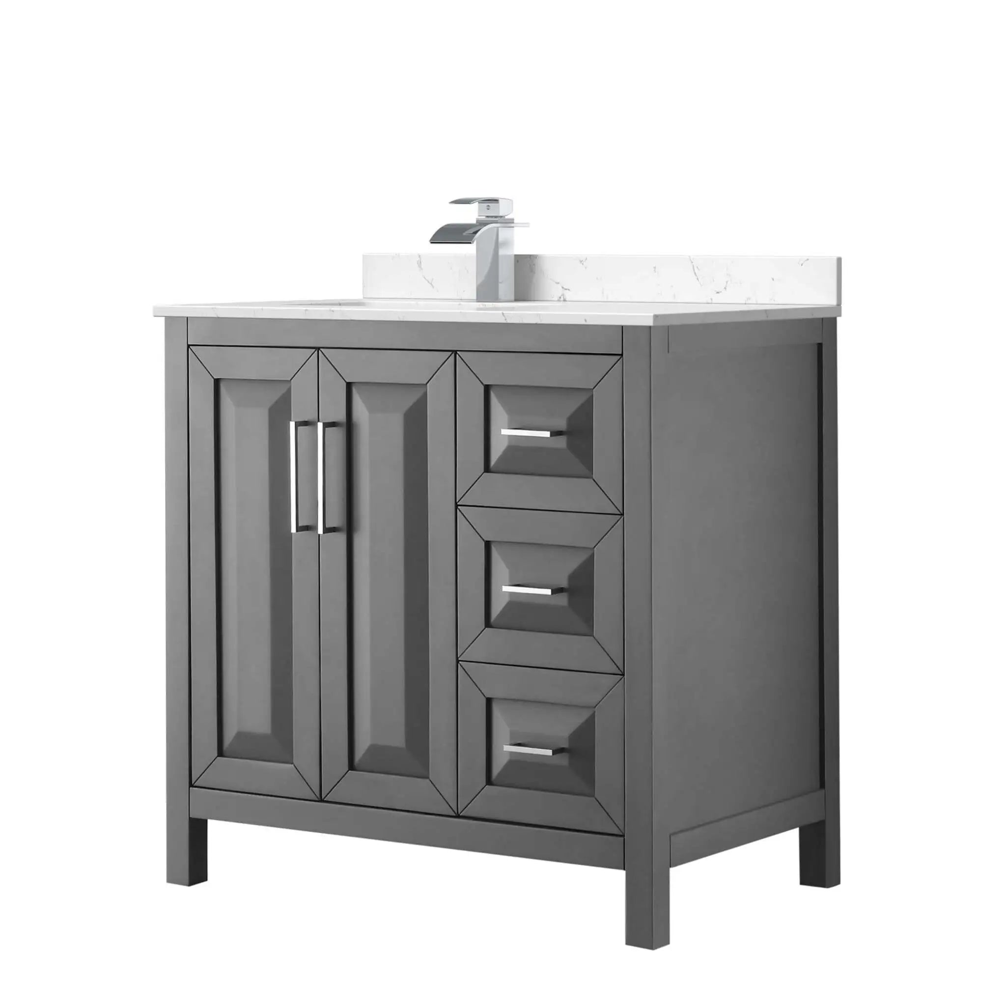 36" Daria Single Bathroom Vanity in Dark Gray with Polished Chrome Trim by Wyndham