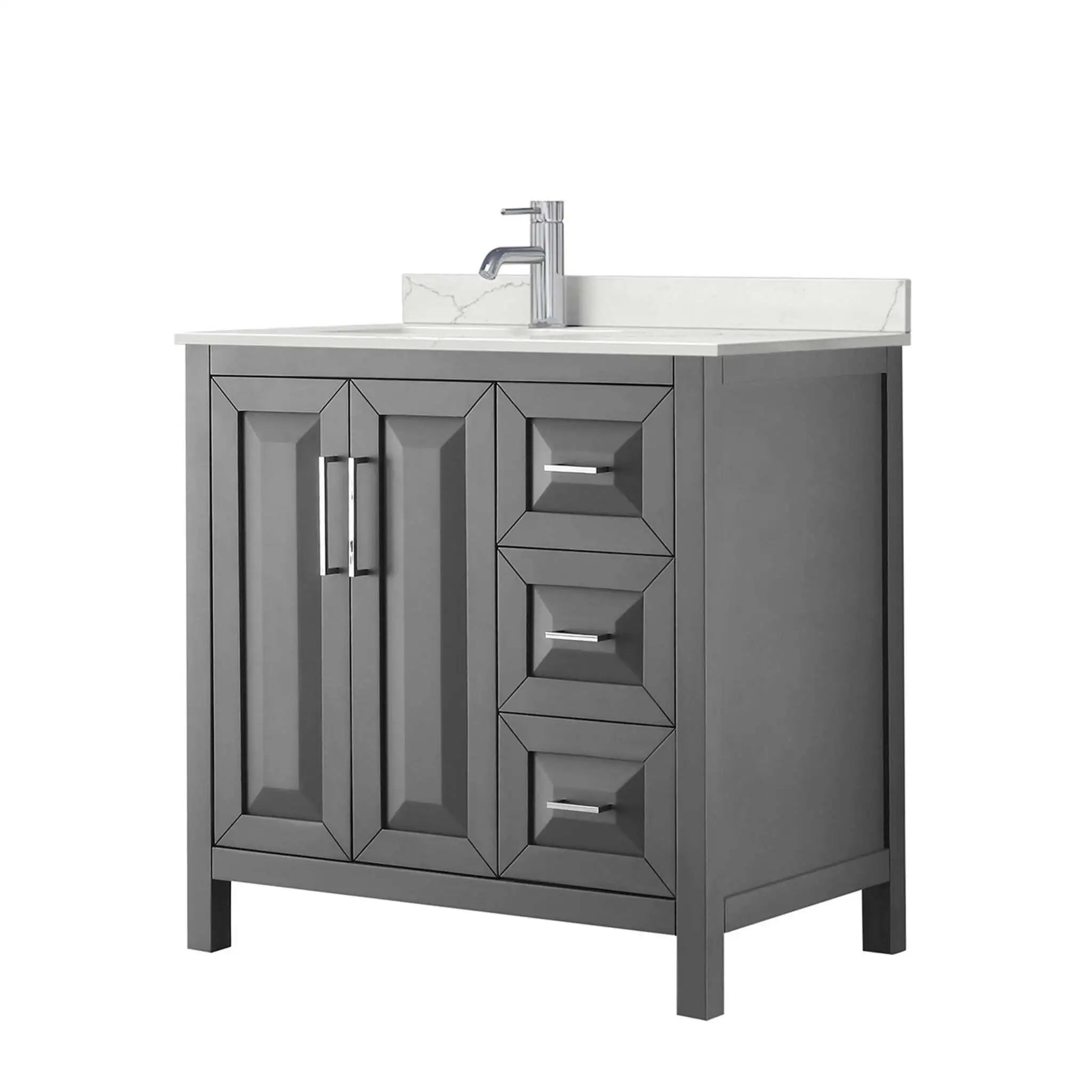 36" Daria Single Bathroom Vanity in Dark Gray with Polished Chrome Trim by Wyndham