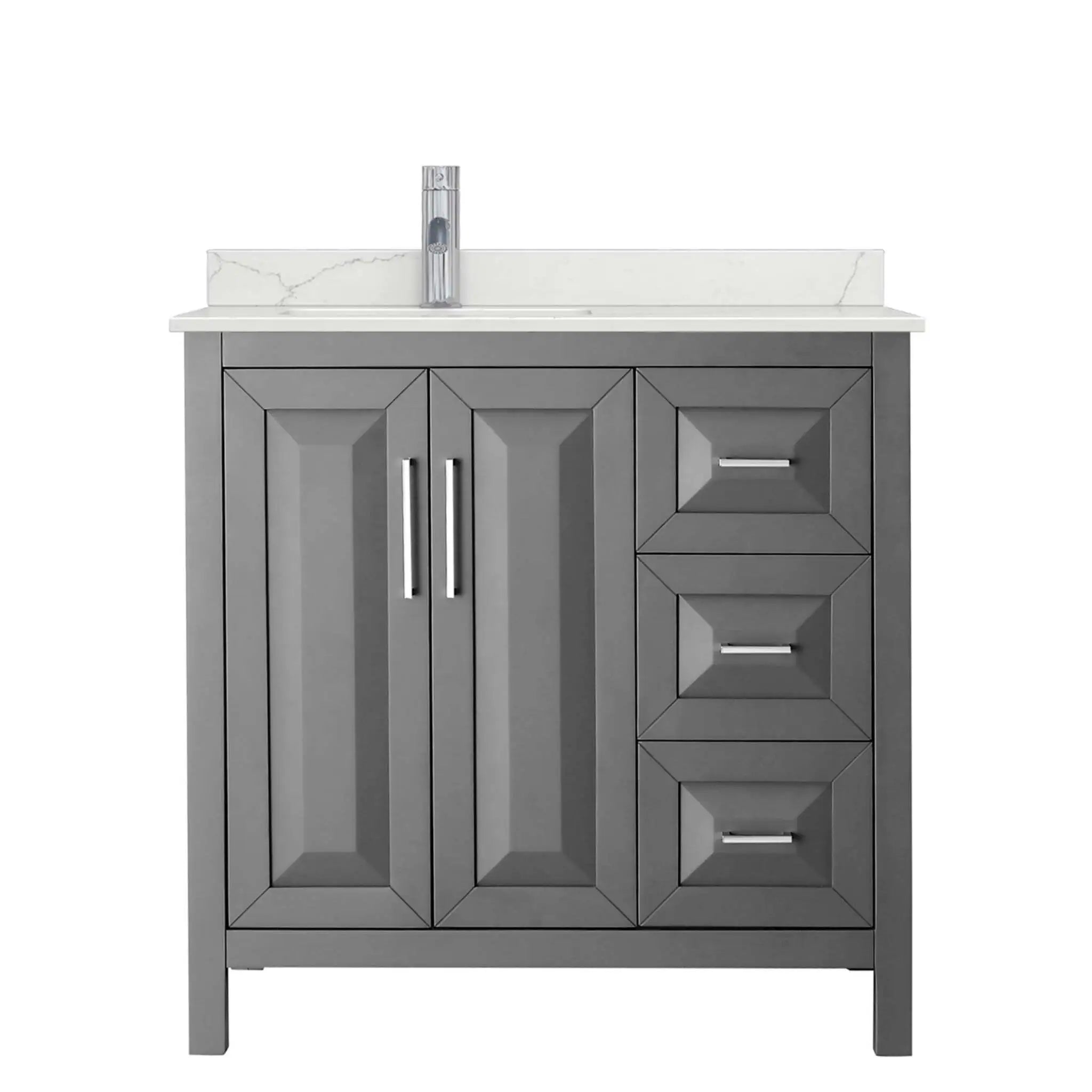 36" Daria Single Bathroom Vanity in Dark Gray with Polished Chrome Trim by Wyndham