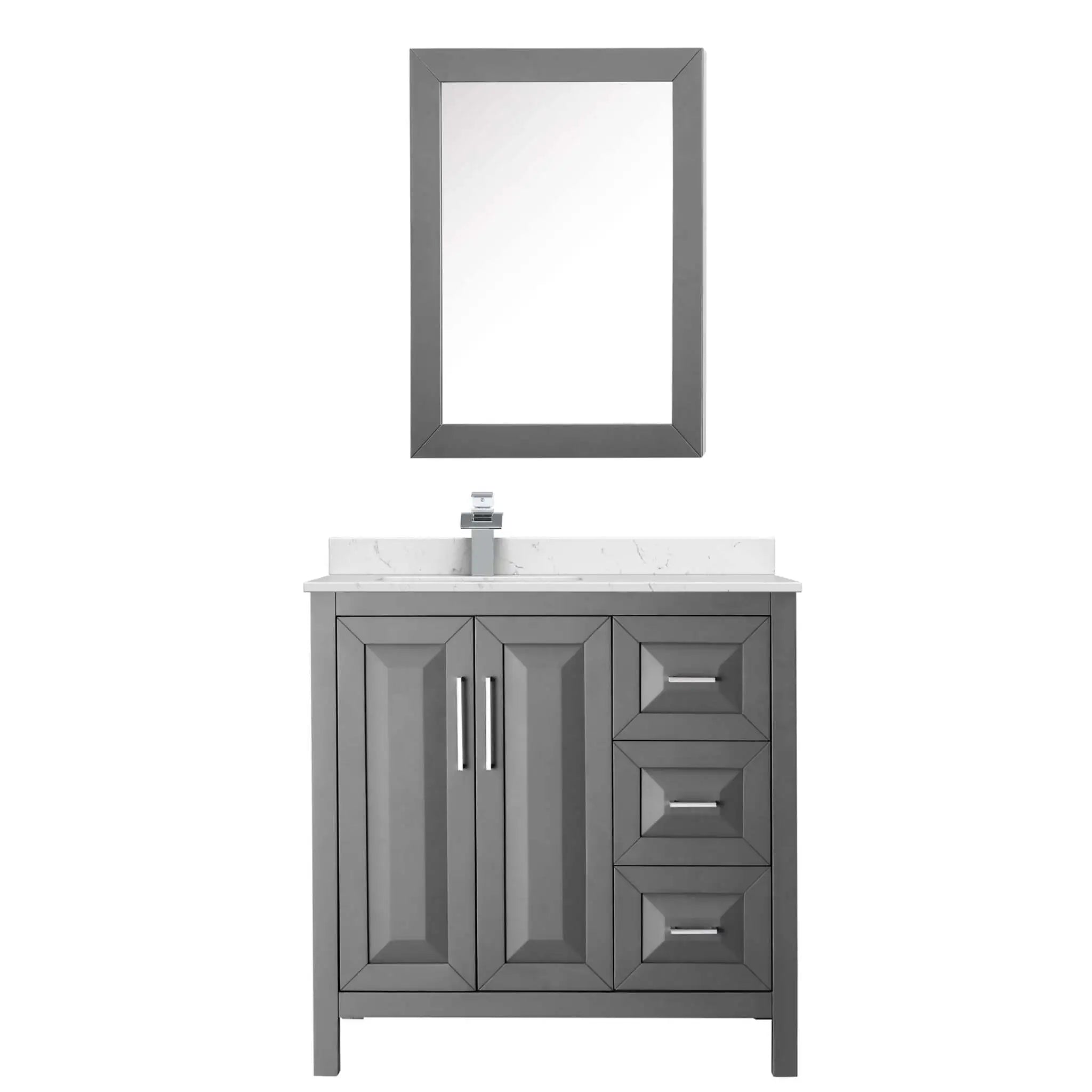 36" Daria Single Bathroom Vanity in Dark Gray with Polished Chrome Trim & Medicine Cabinet by Wyndham