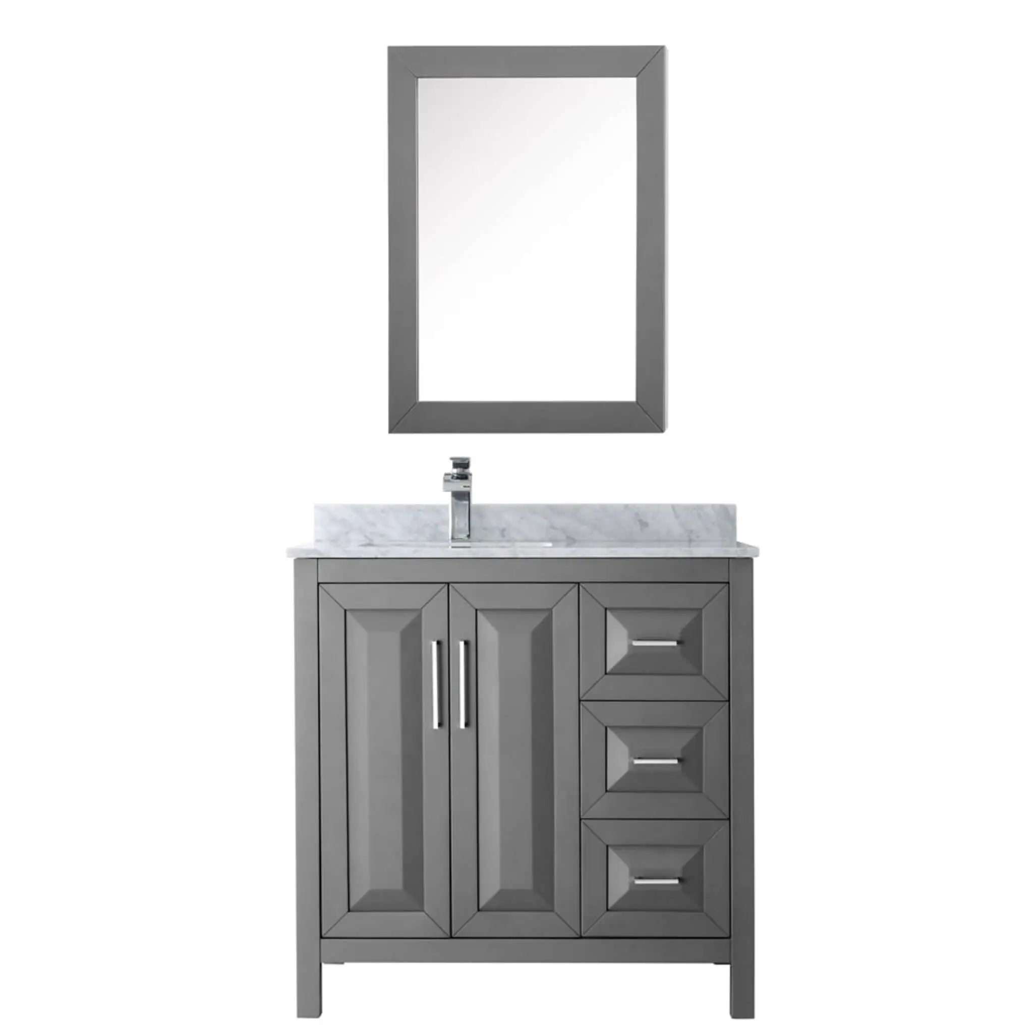 36" Daria Single Bathroom Vanity in Dark Gray with Polished Chrome Trim & Medicine Cabinet by Wyndham