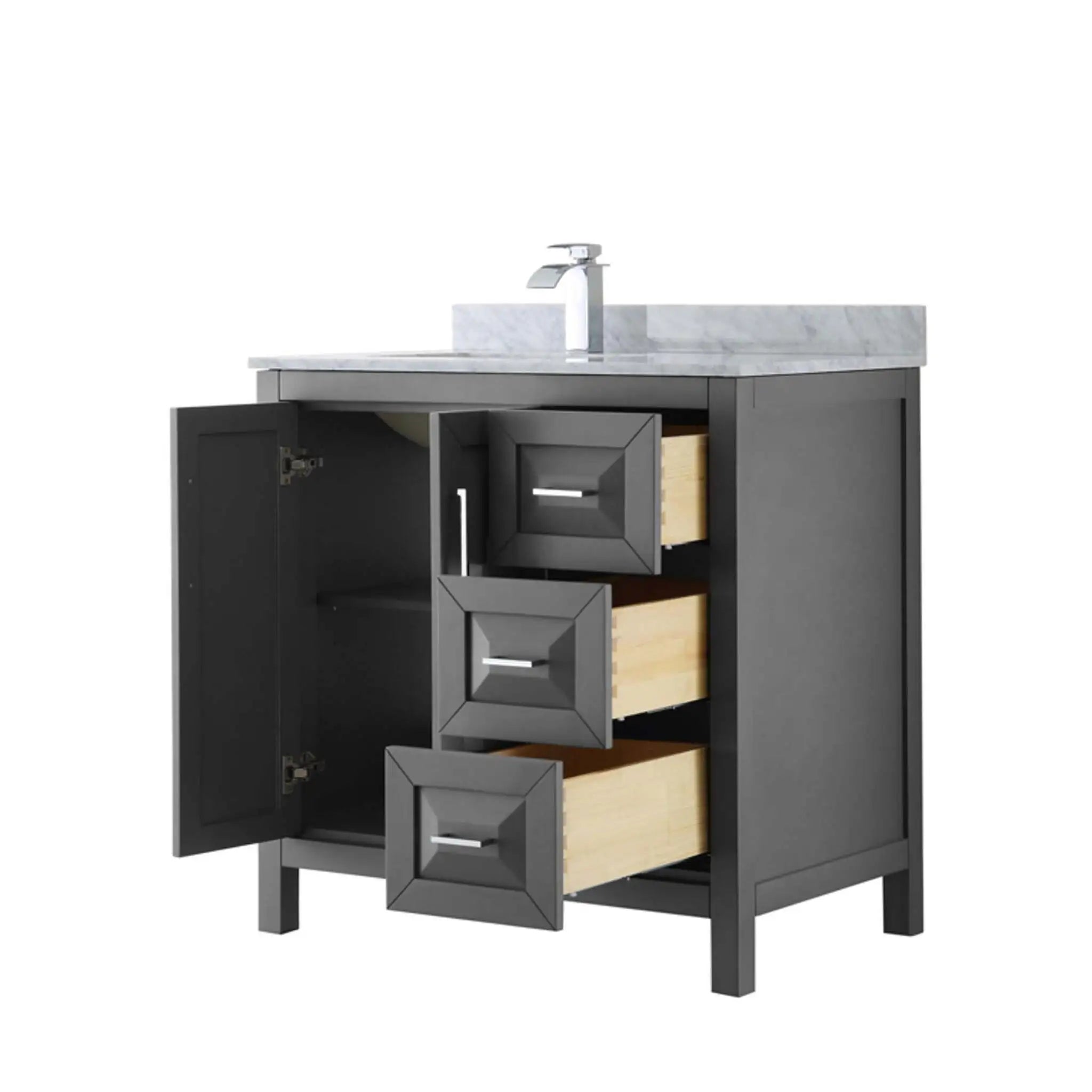 36" Daria Single Bathroom Vanity in Dark Gray with Polished Chrome Trim by Wyndham