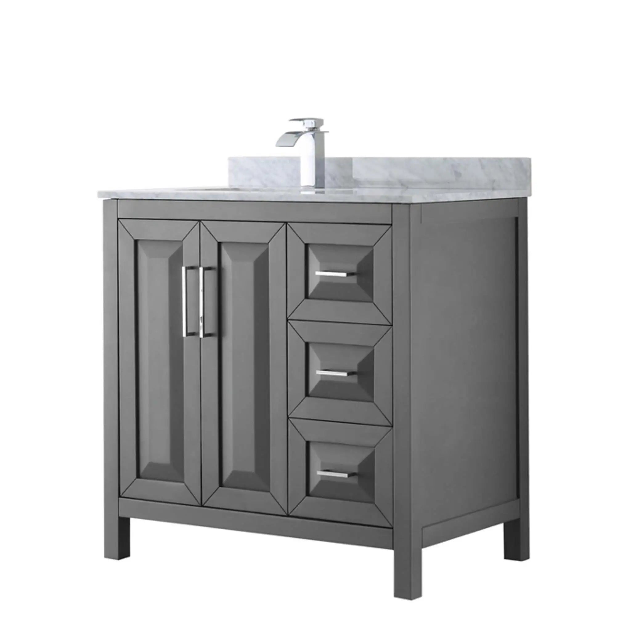 36" Daria Single Bathroom Vanity in Dark Gray with Polished Chrome Trim by Wyndham