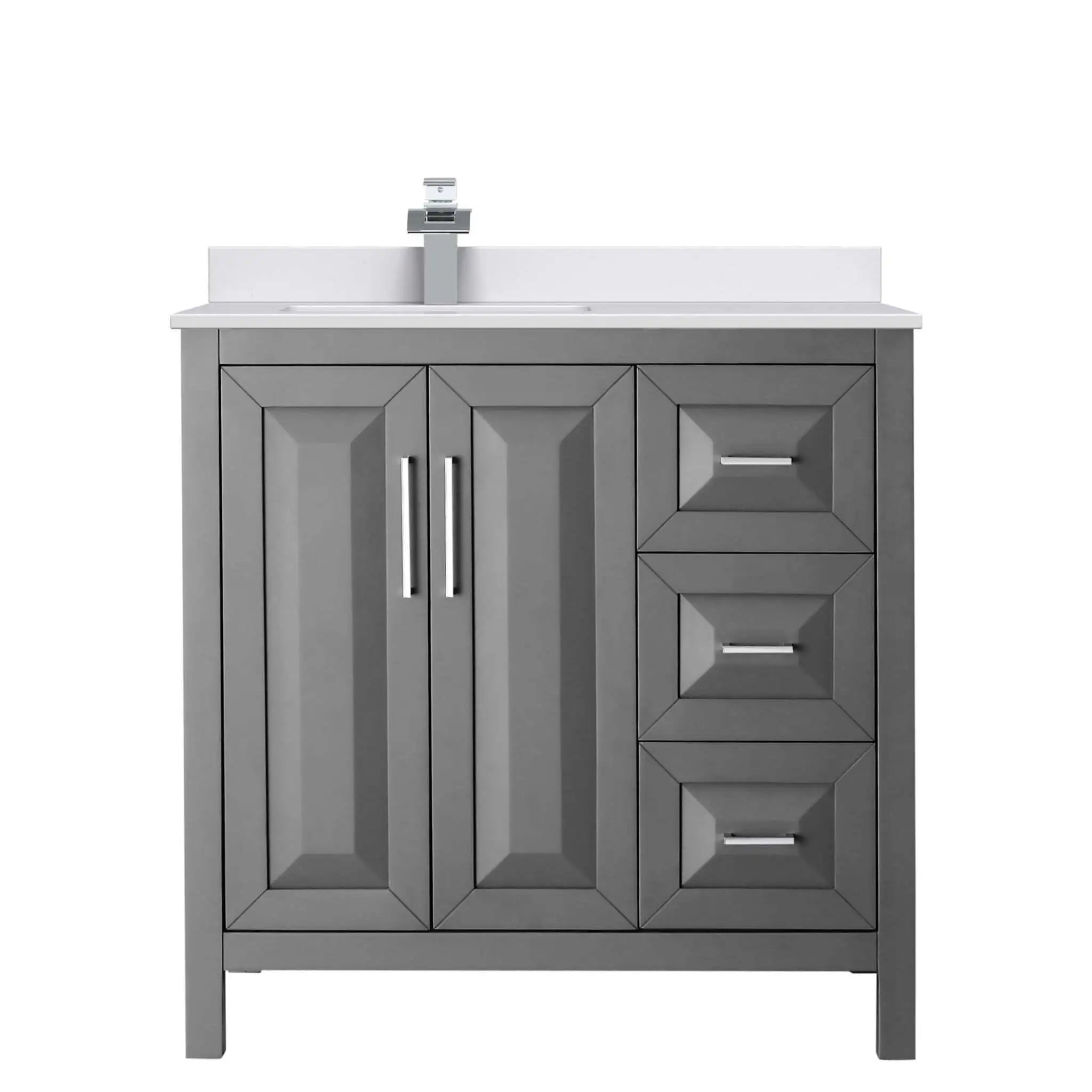 36" Daria Single Bathroom Vanity in Dark Gray with Polished Chrome Trim by Wyndham