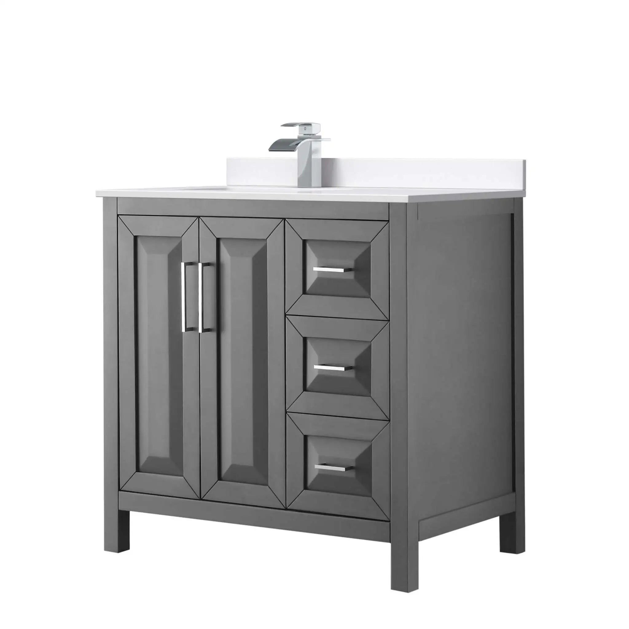 36" Daria Single Bathroom Vanity in Dark Gray with Polished Chrome Trim by Wyndham