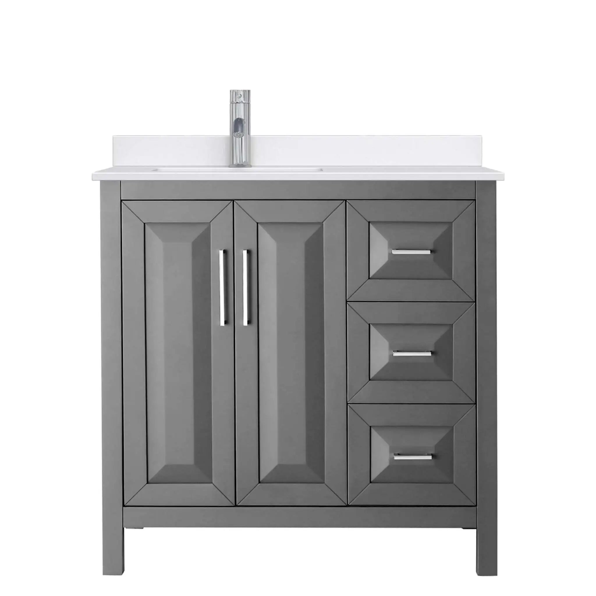36" Daria Single Bathroom Vanity in Dark Gray with Polished Chrome Trim by Wyndham