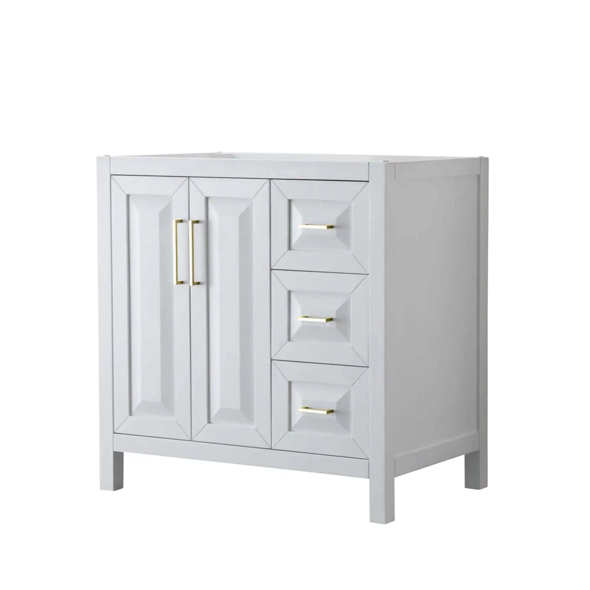 36" Daria Single Bathroom Vanity in White with Brushed Gold Trim by Wyndham