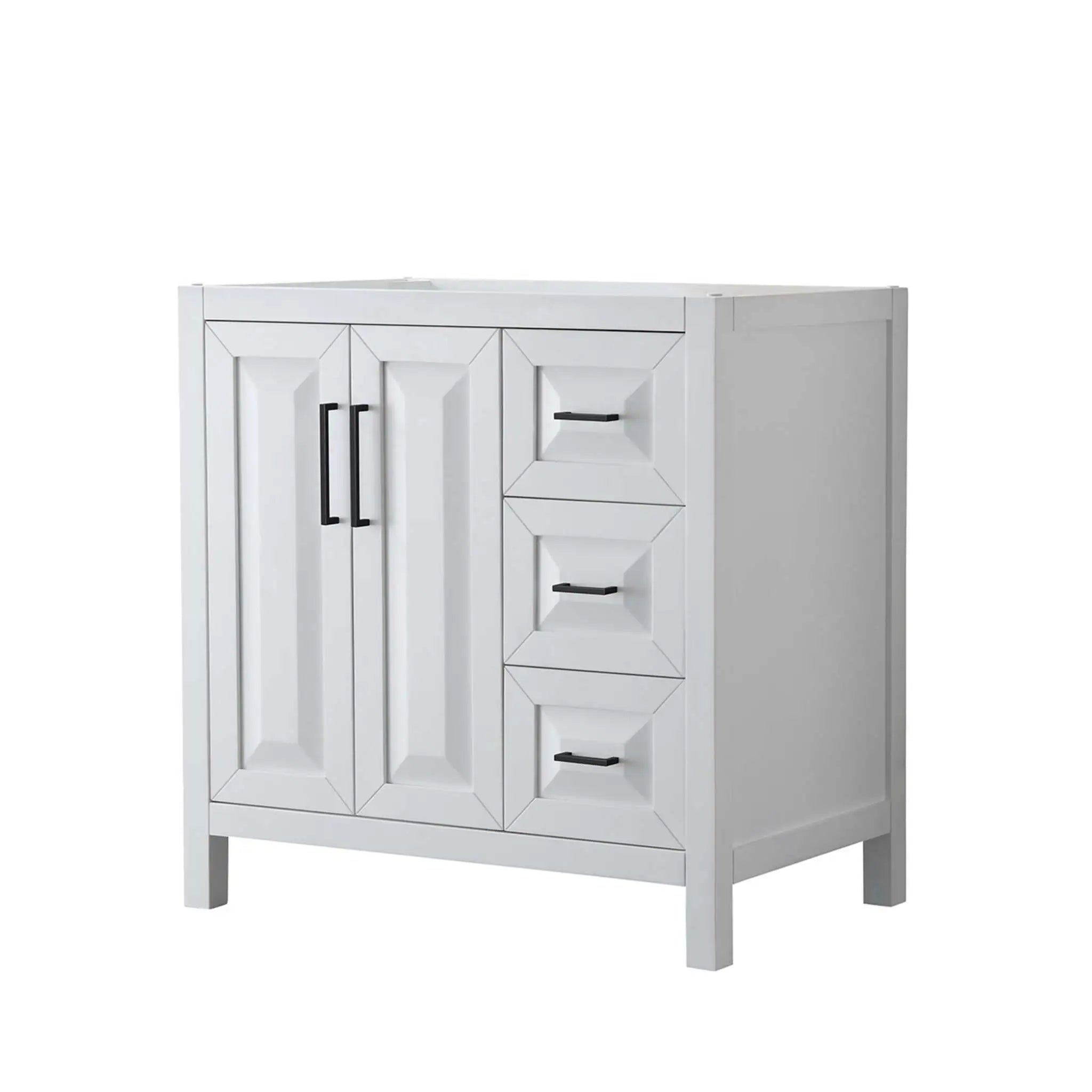 36" Daria Single Bathroom Vanity in White with Matte Black Trim by Wyndham
