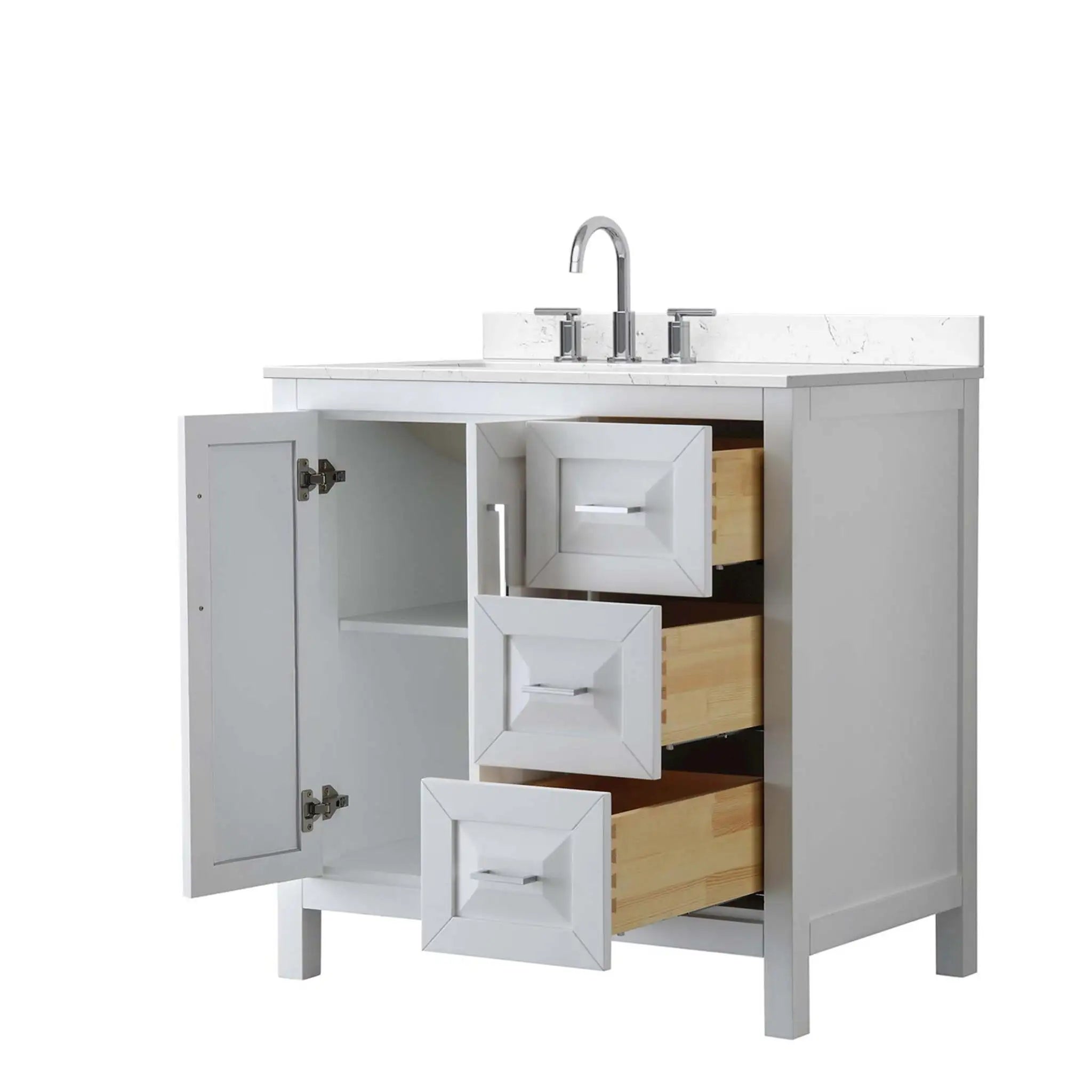 36" Daria Single Bathroom Vanity in White with Polished Chrome Trim by Wyndham