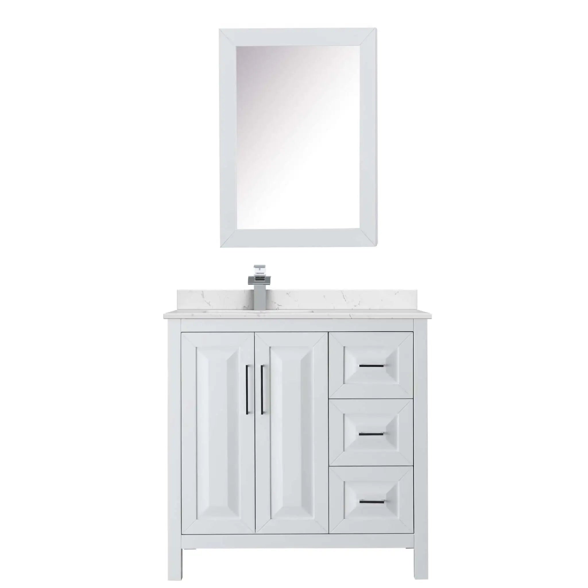 36" Daria Single Bathroom Vanity in White with Polished Chrome Trim & Medicine Cabinet by Wyndham