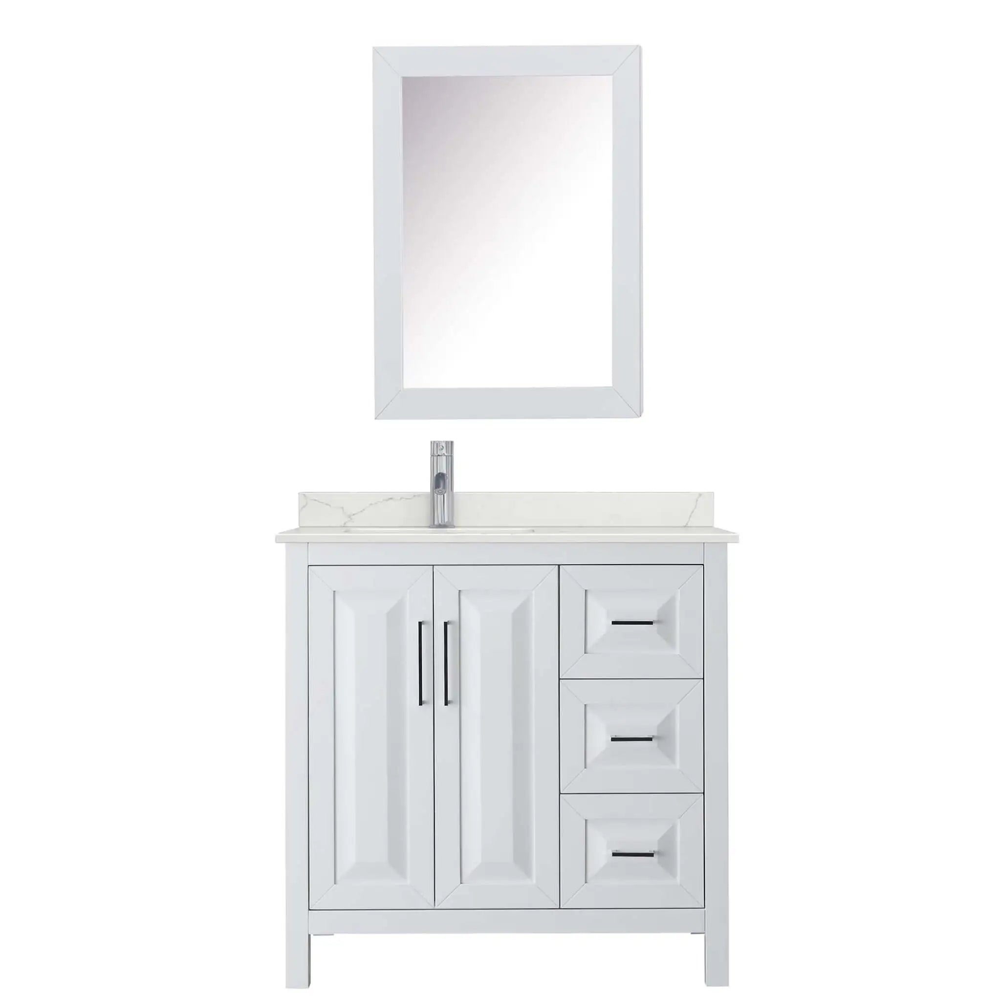 36" Daria Single Bathroom Vanity in White with Polished Chrome Trim & Medicine Cabinet by Wyndham