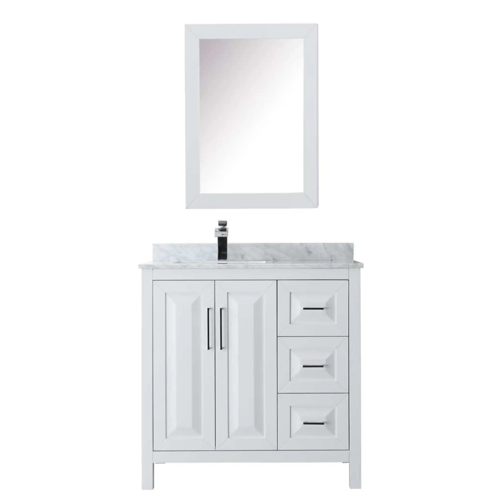 36" Daria Single Bathroom Vanity in White with Polished Chrome Trim & Medicine Cabinet by Wyndham