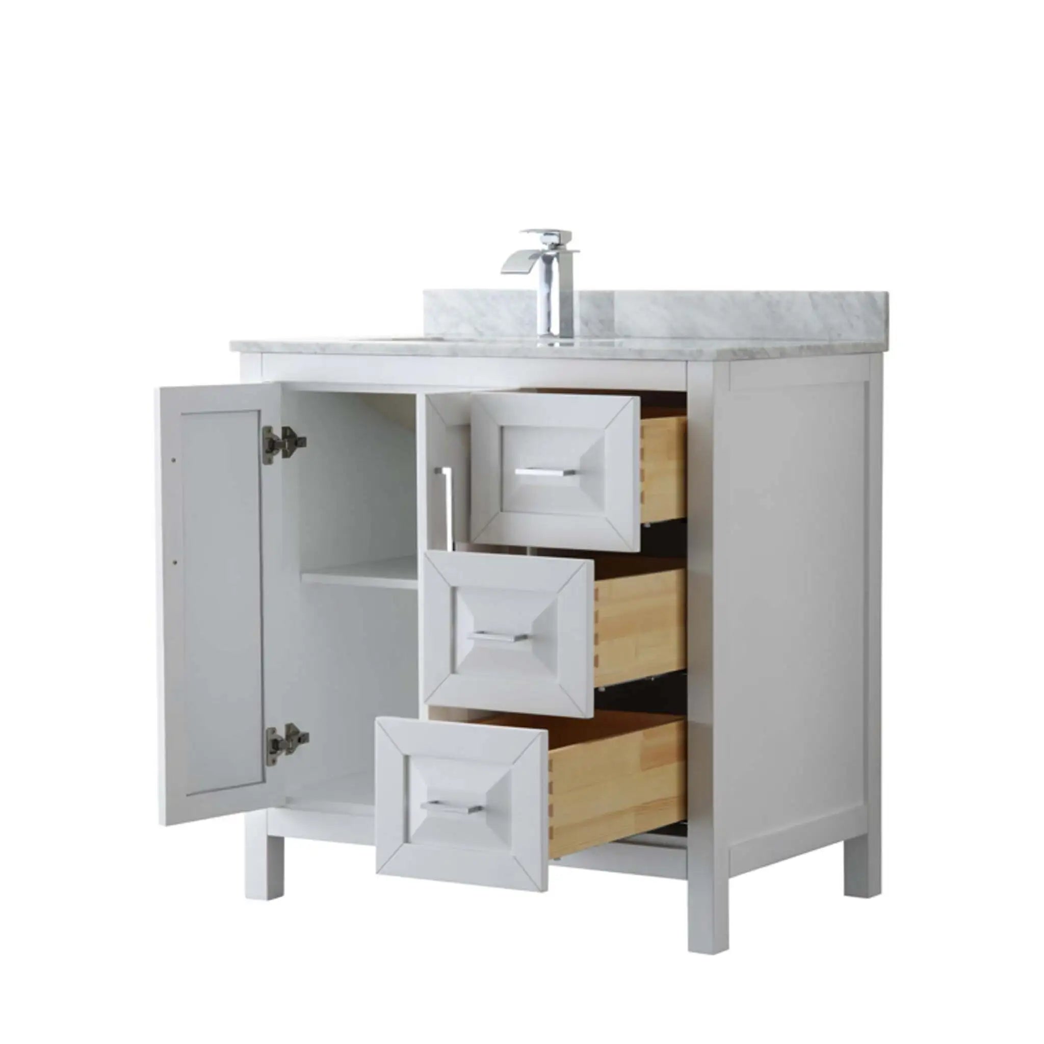 36" Daria Single Bathroom Vanity in White with Polished Chrome Trim by Wyndham