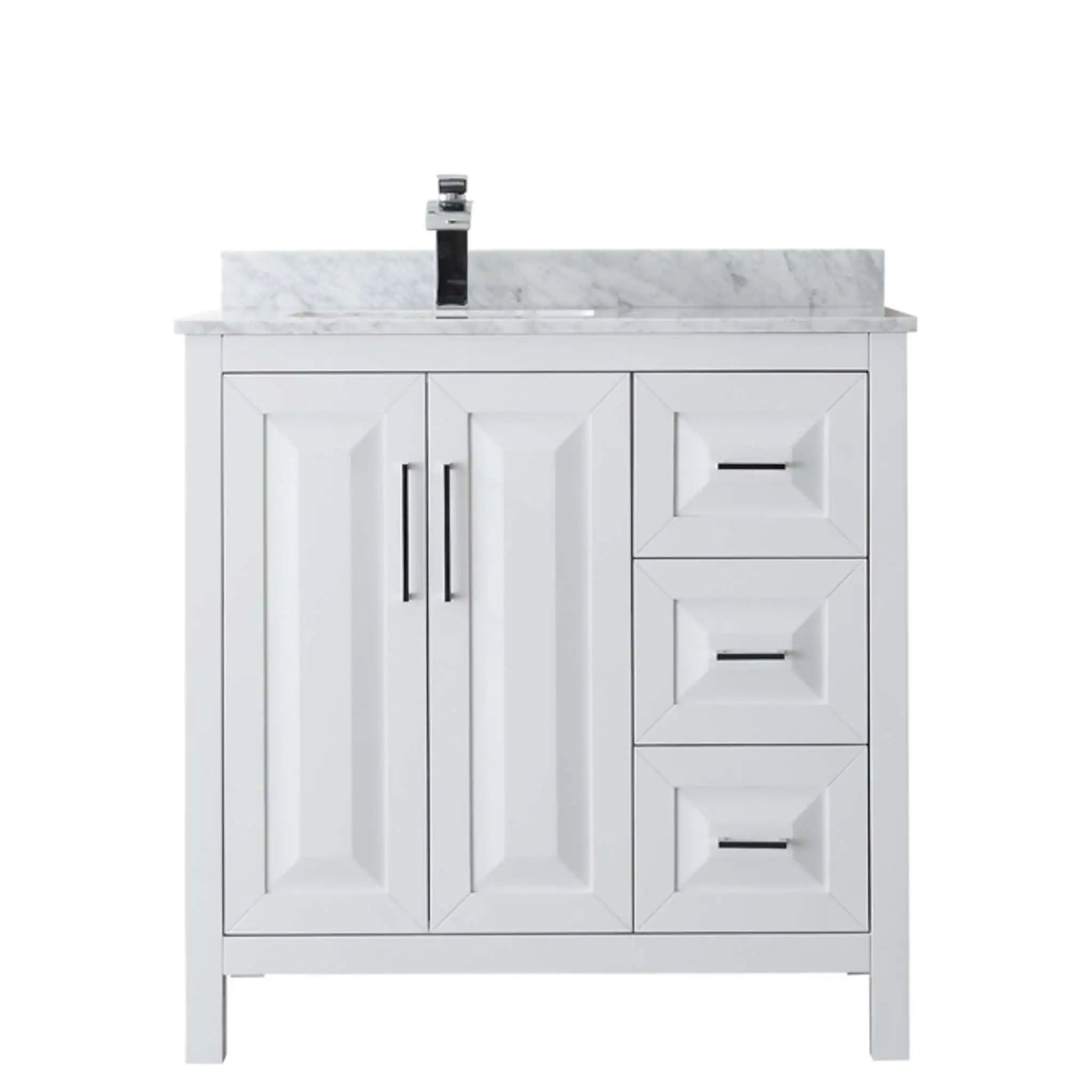 36" Daria Single Bathroom Vanity in White with Polished Chrome Trim by Wyndham