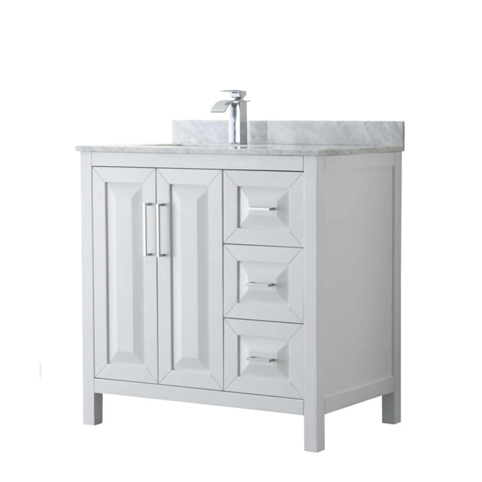 36" Daria Single Bathroom Vanity in White with Polished Chrome Trim by Wyndham