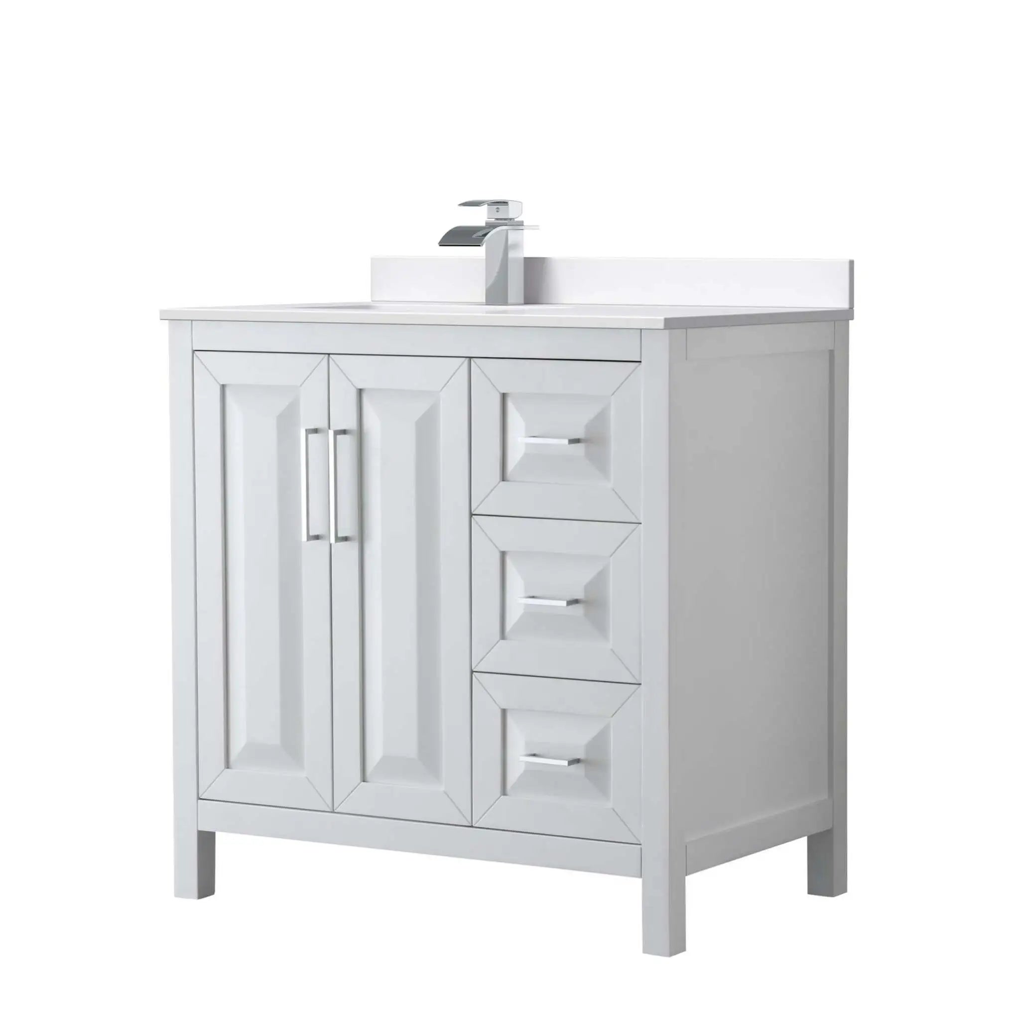 36" Daria Single Bathroom Vanity in White with Polished Chrome Trim by Wyndham