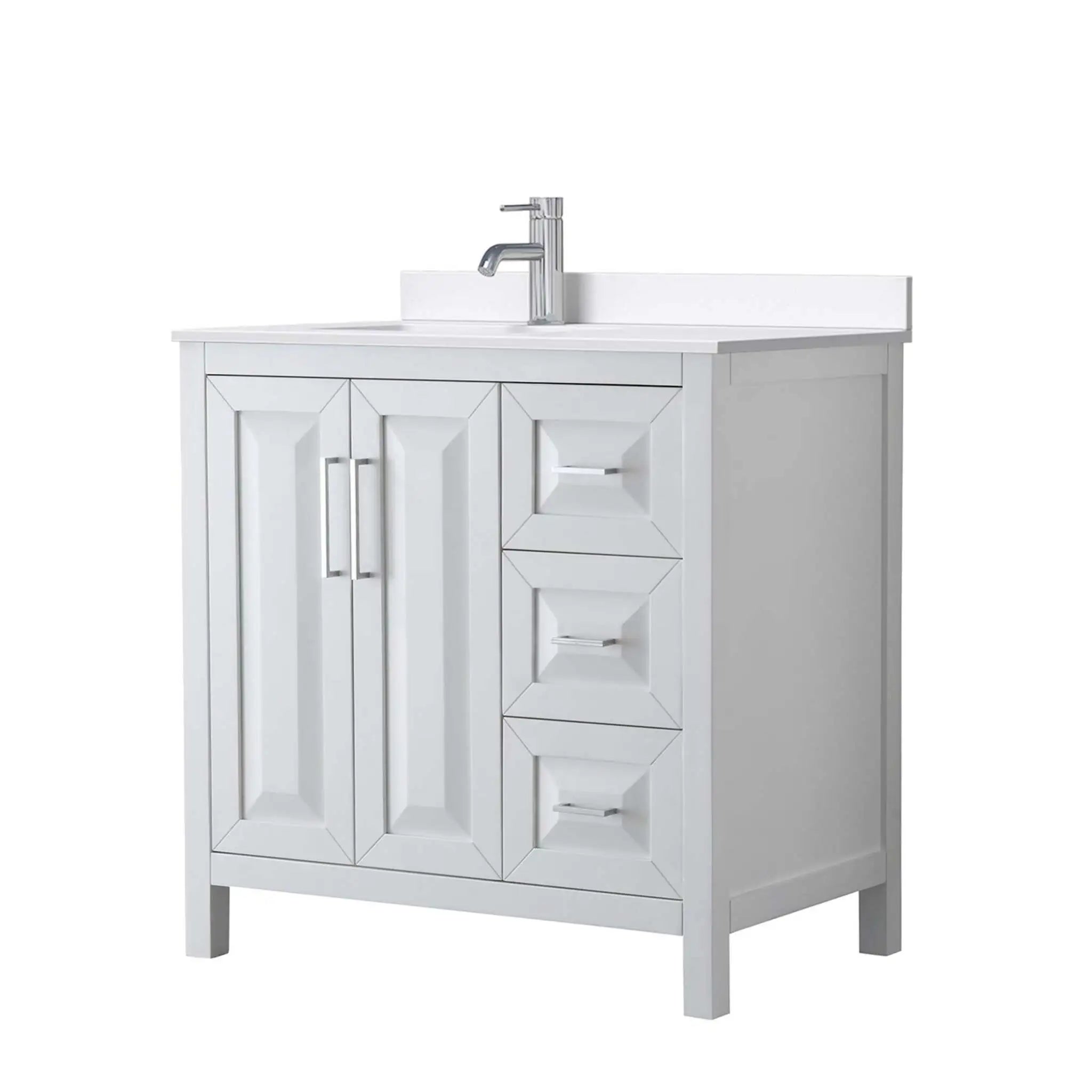 36" Daria Single Bathroom Vanity in White with Polished Chrome Trim by Wyndham