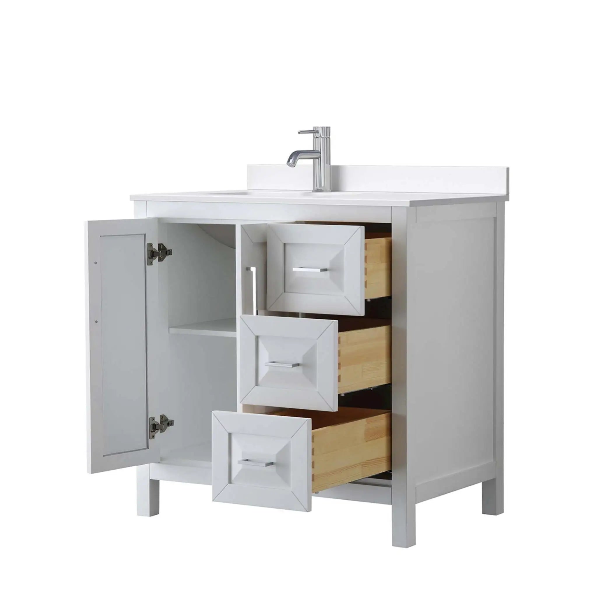 36" Daria Single Bathroom Vanity in White with Polished Chrome Trim by Wyndham