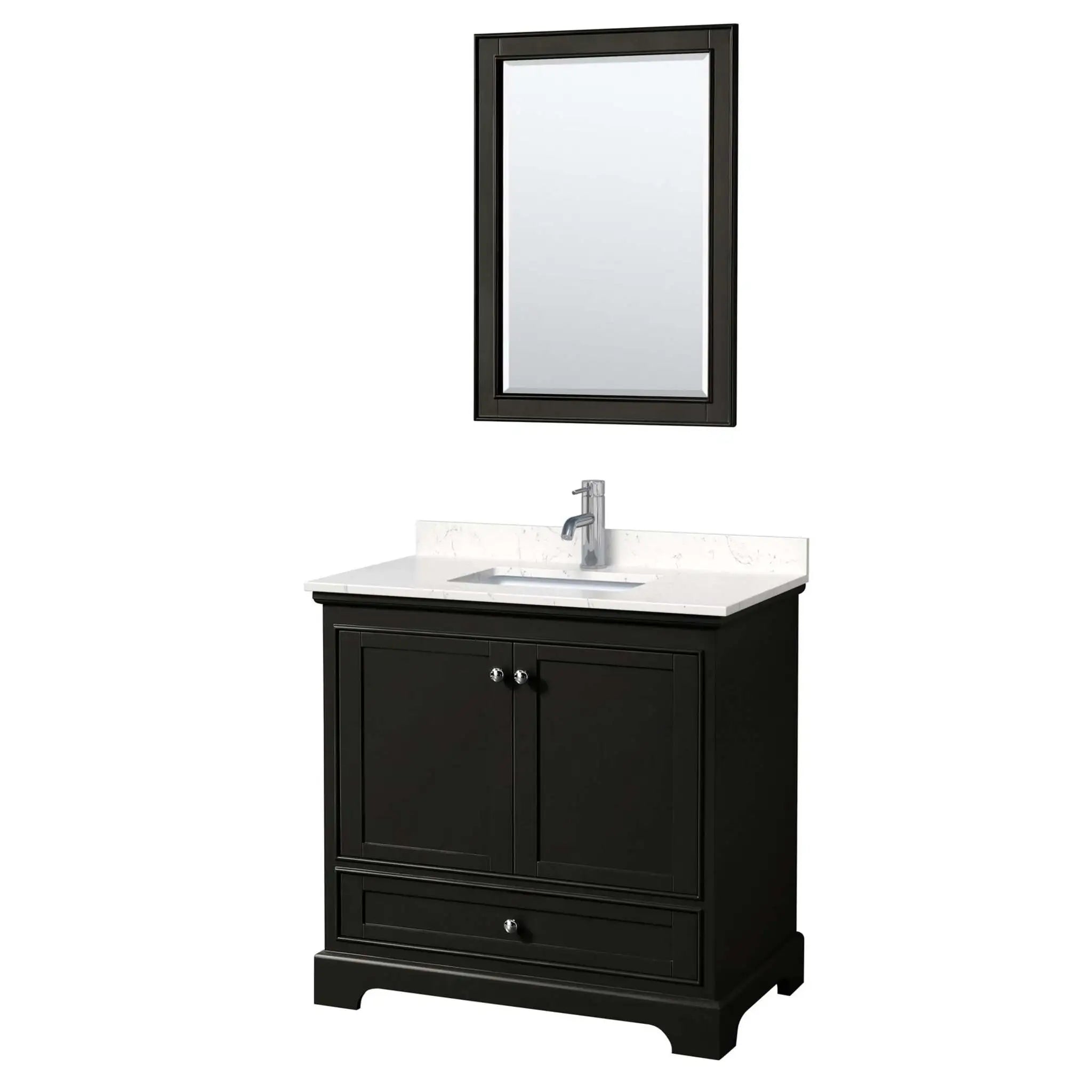 36" Deborah Single Bathroom Vanity in Dark Espresso with Polished Chrome Trim & 24" Mirror by Wyndham