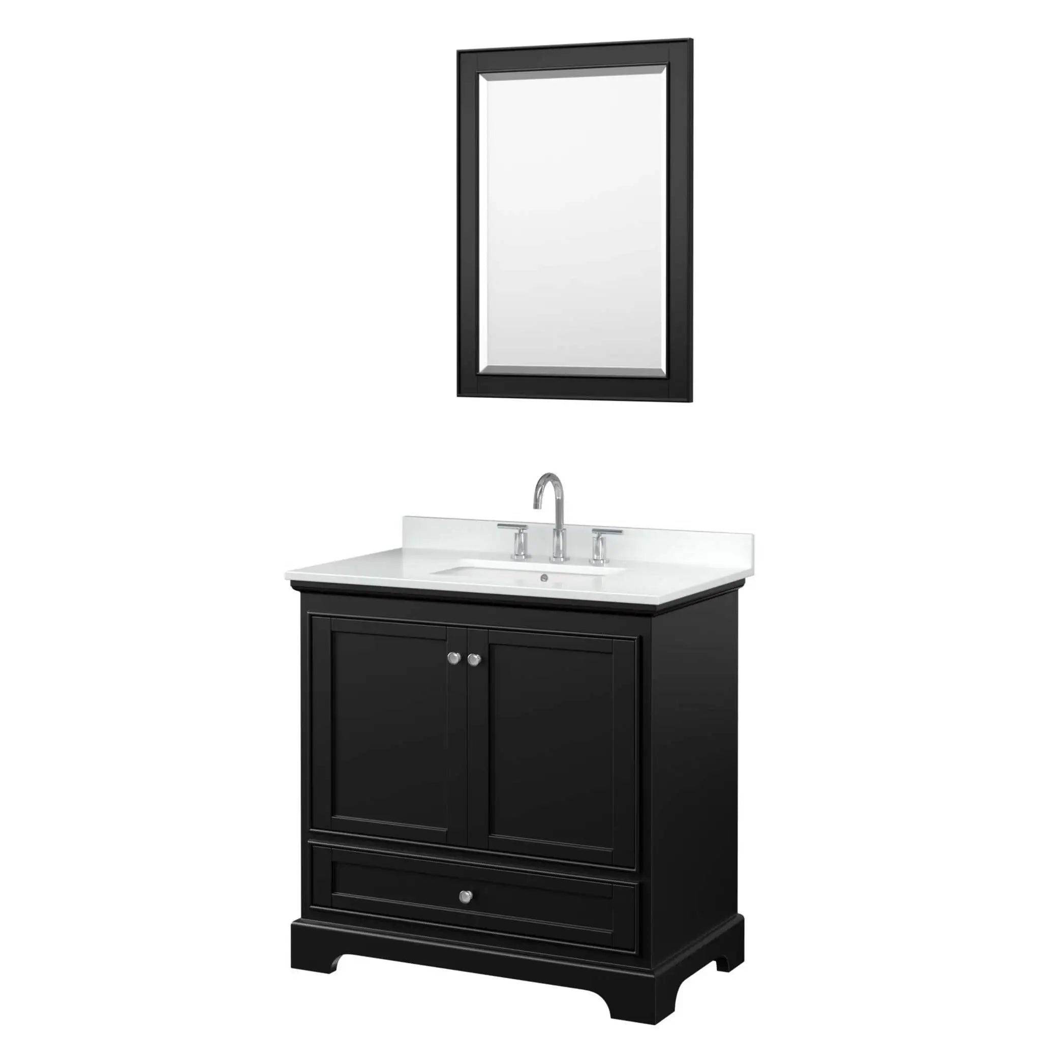 36" Deborah Single Bathroom Vanity in Dark Espresso with Polished Chrome Trim & 24" Mirror by Wyndham