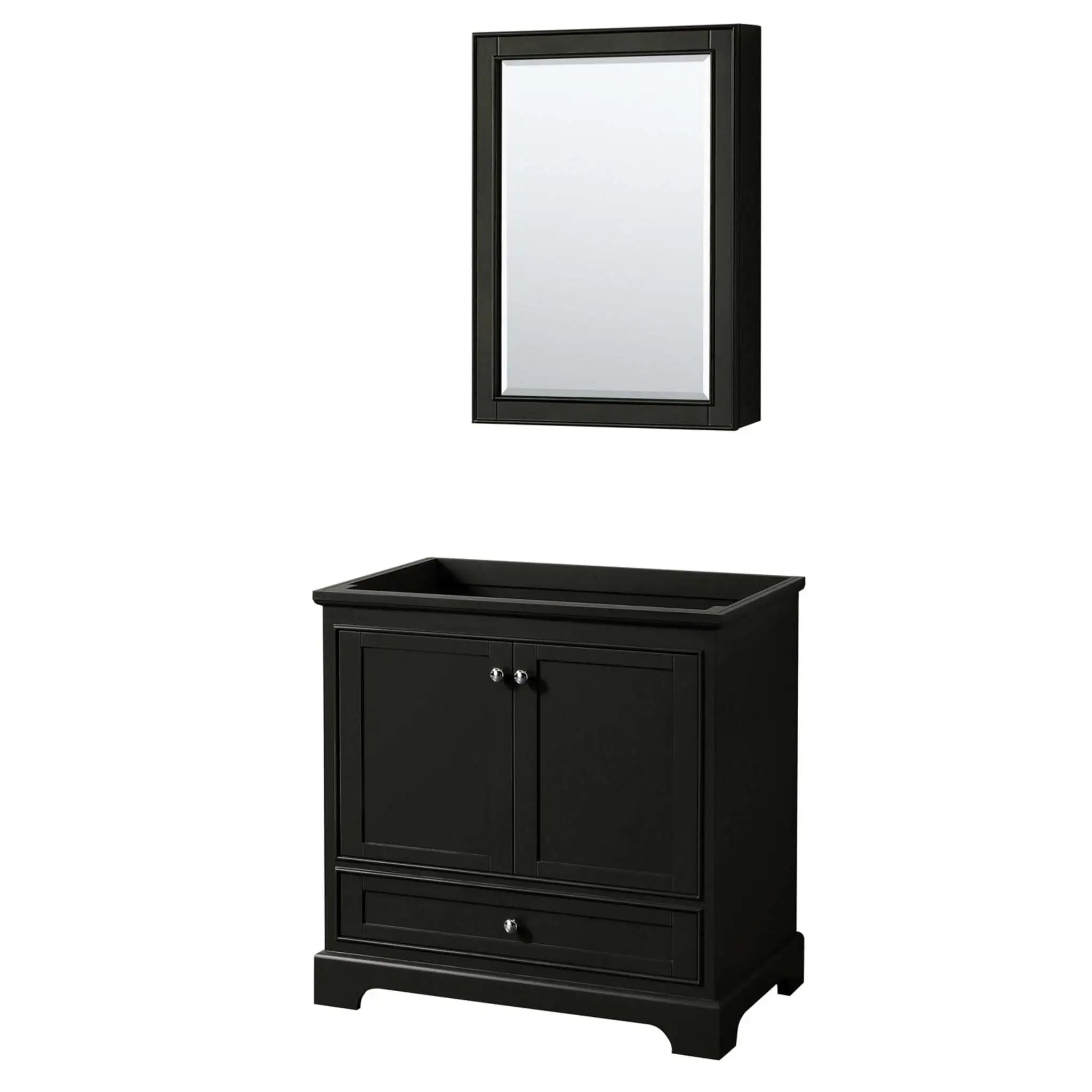 36" Deborah Single Bathroom Vanity in Dark Espresso with Polished Chrome Trim & Medicine Cabinet by Wyndham