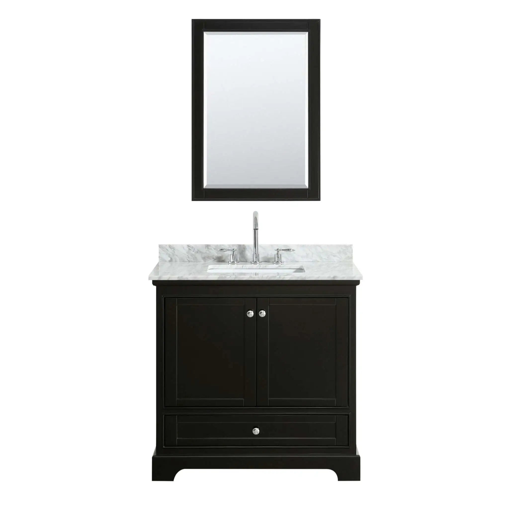 36" Deborah Single Bathroom Vanity in Dark Espresso with Polished Chrome Trim & Medicine Cabinet by Wyndham